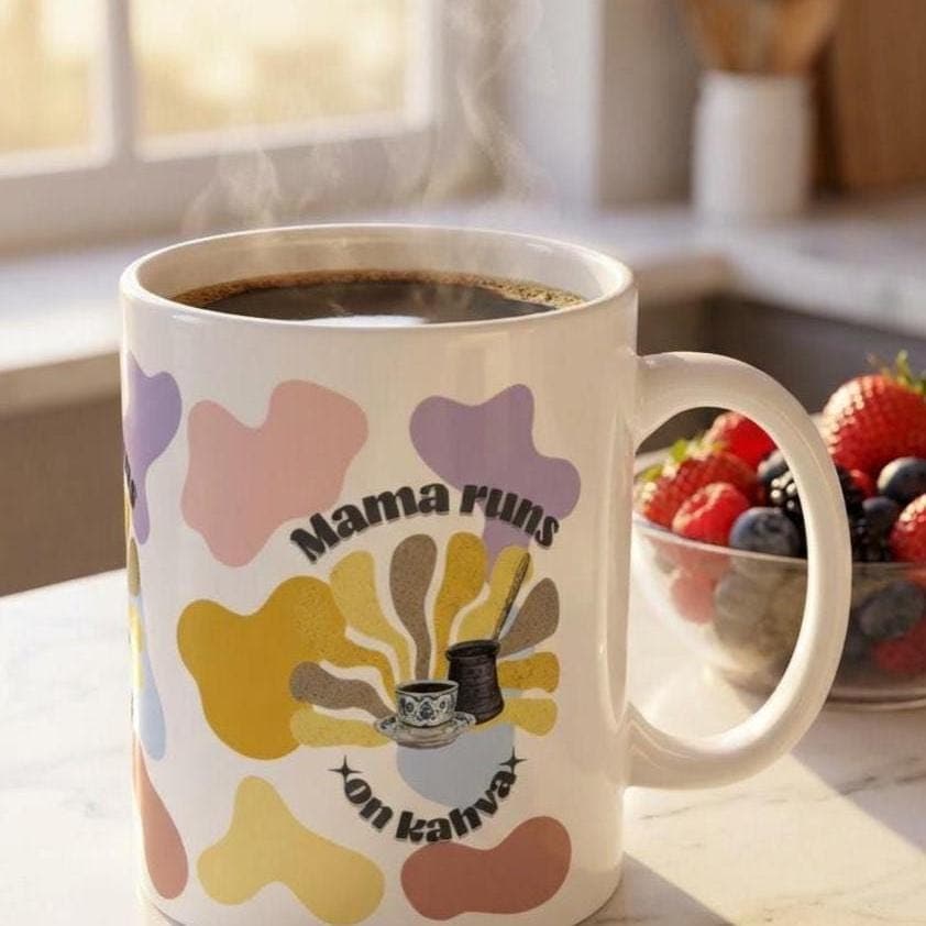 Turkish Coffee Gift,Bosnian Mom Gift,Mama Runs on Kahva Mug,Coffee Lover Gift,Balkan Kitchen Decor,Mothers Day Gift,Unique Mom Mug