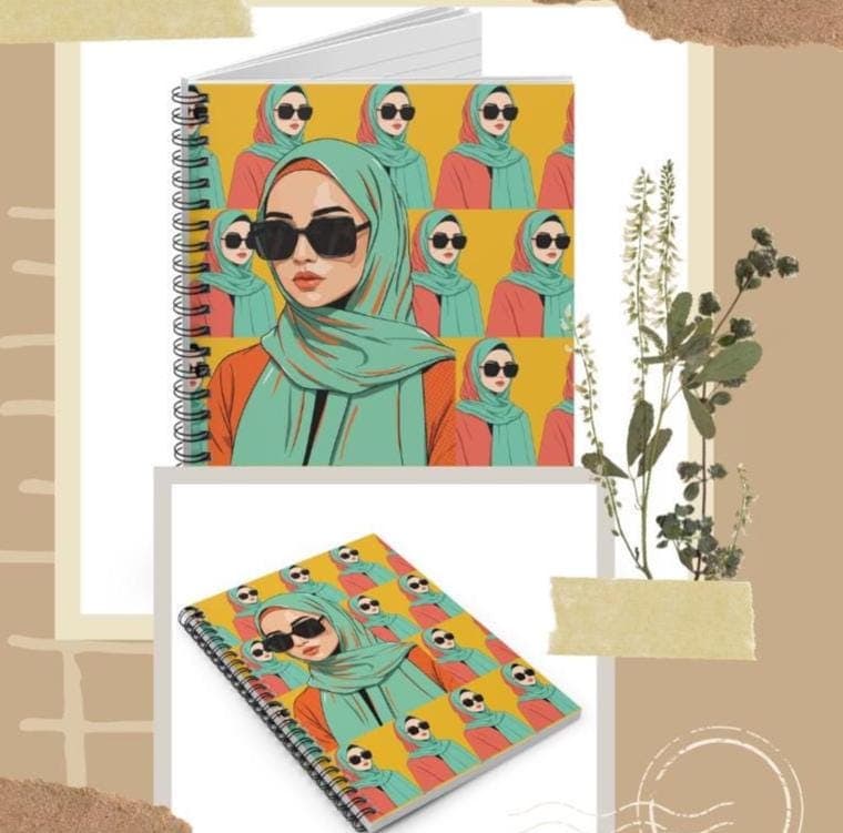Hijabi Illustration Notebook, Muslim Woman Journal, Modest Fashion Notebook, Islamic Gift for Her, Hijabi Stationery, Muslimah Notebook - image 3