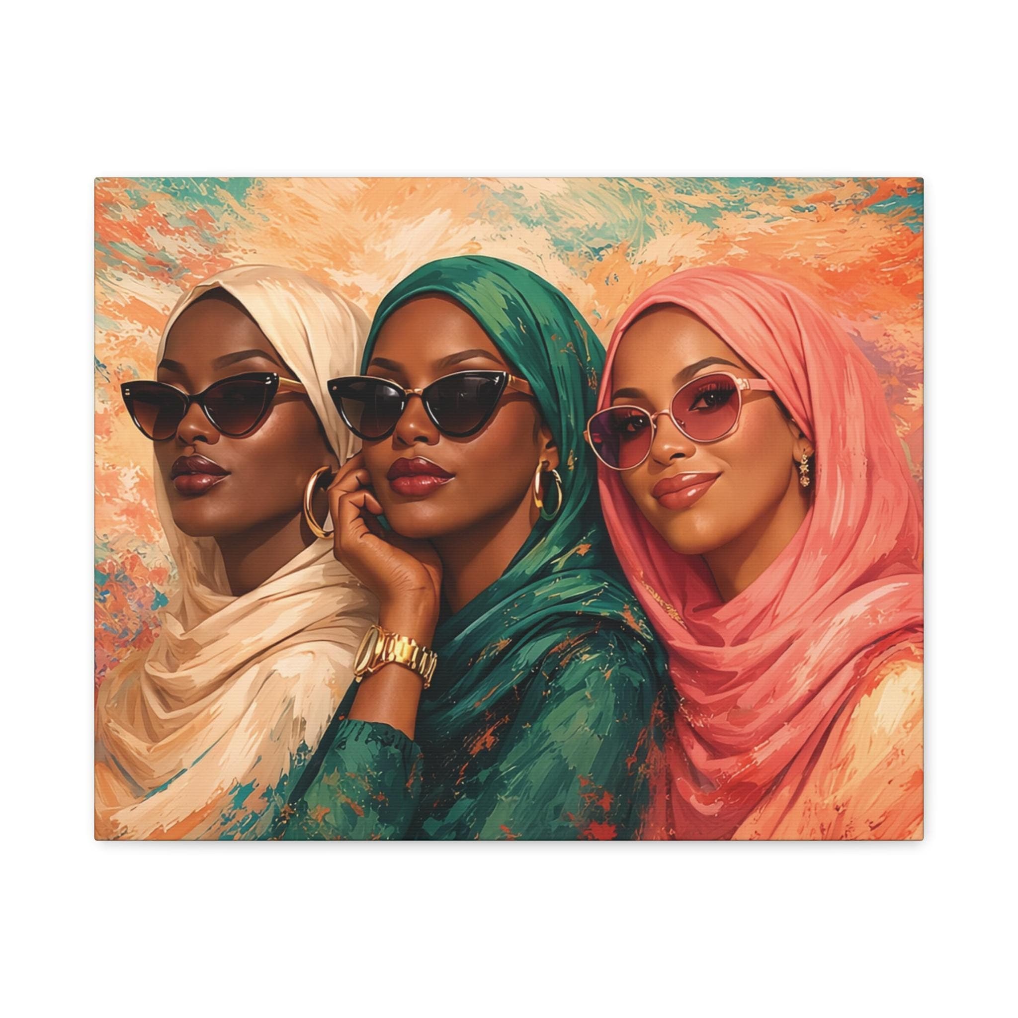Modern Muslim Women Canvas Wall Art, Black Muslim Sisterhood Art Print, Modest Fashion Hijabi Artwork, Cultural Home Decor 12x9 16x12 20x16 - image 4