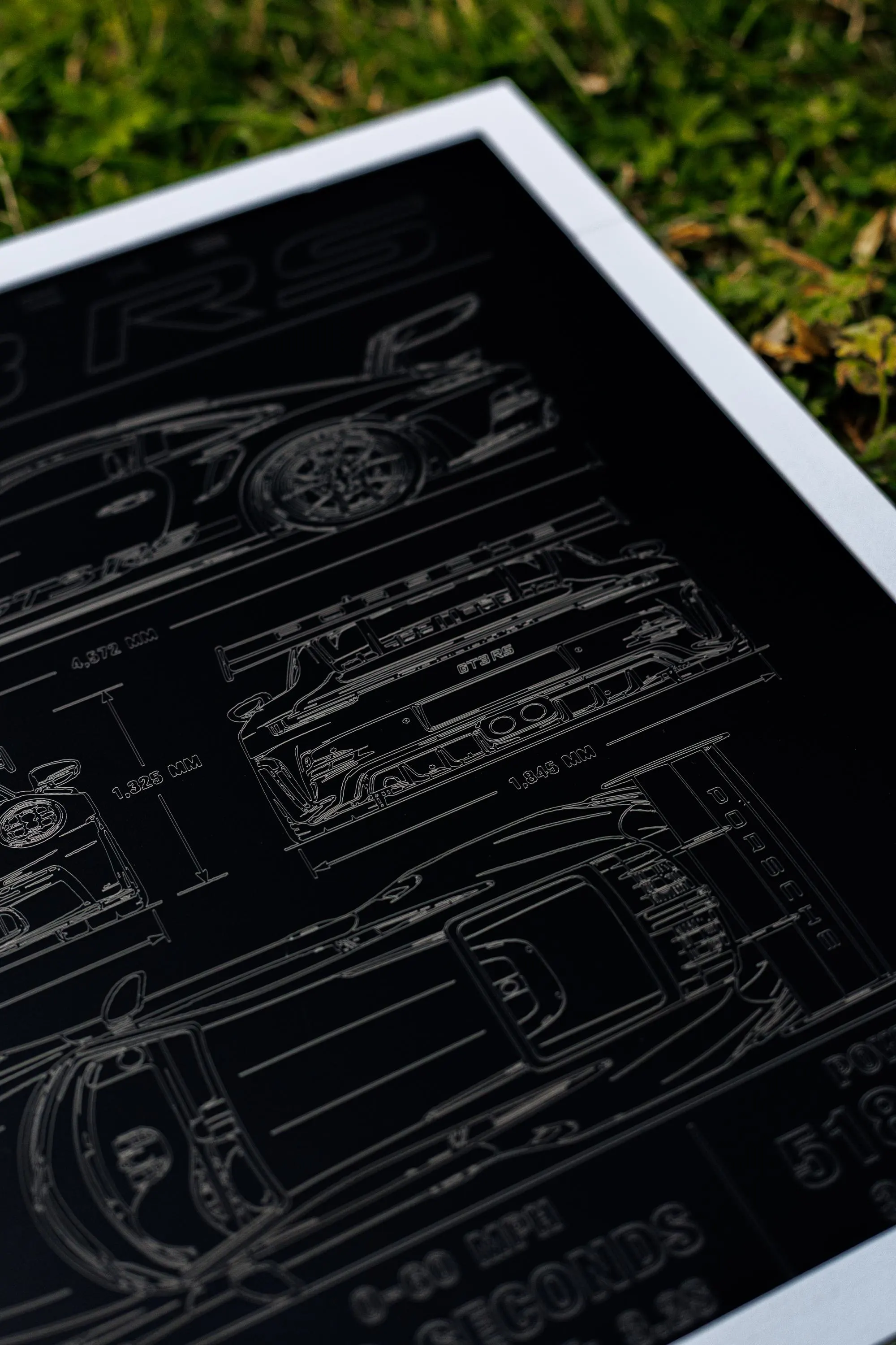 Porsche 911 GT3 RS Blueprint Plaque, Engraved Aluminium Car Art, Garage Decor - image 4