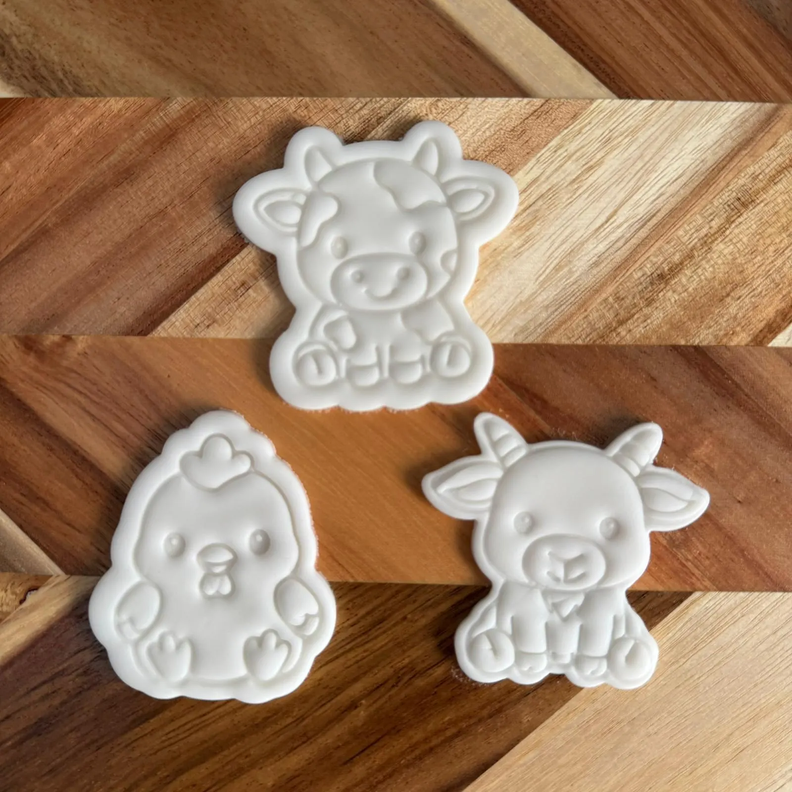 Farm Animal Cookie Cutter and Fondant Embosser Set, Cow Chick Goat Biscuit Stamp, Kids Birthday Baking Cake Topper - image 4