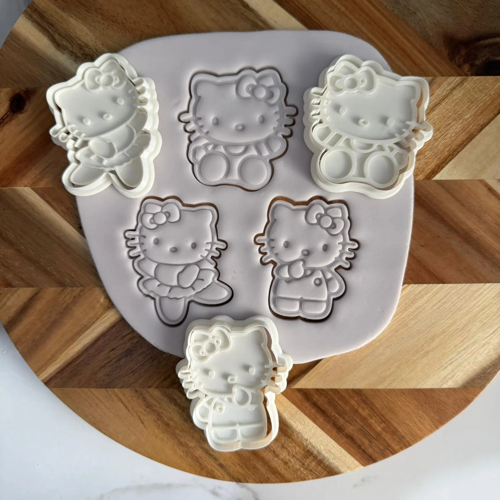 Hello Kitty Cookie Cutter and Fondant Embosser Set, Sanrio Kawaii Biscuit Stamp, Birthday Cake Decorating Tool - image 3