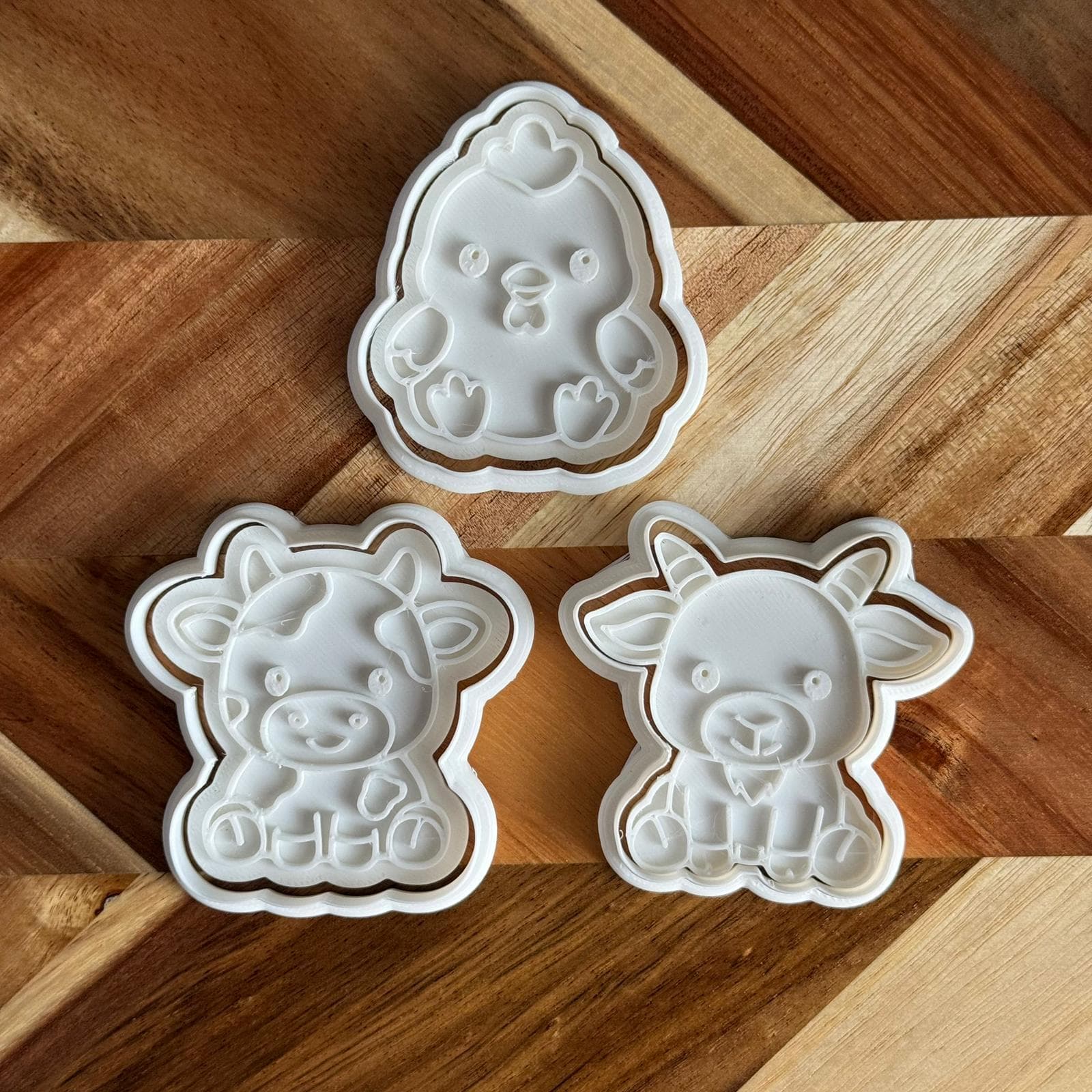 Farm Animal Cookie Cutter and Fondant Embosser Set, Cow Chick Goat Biscuit Stamp, Kids Birthday Baking Cake Topper - image 5