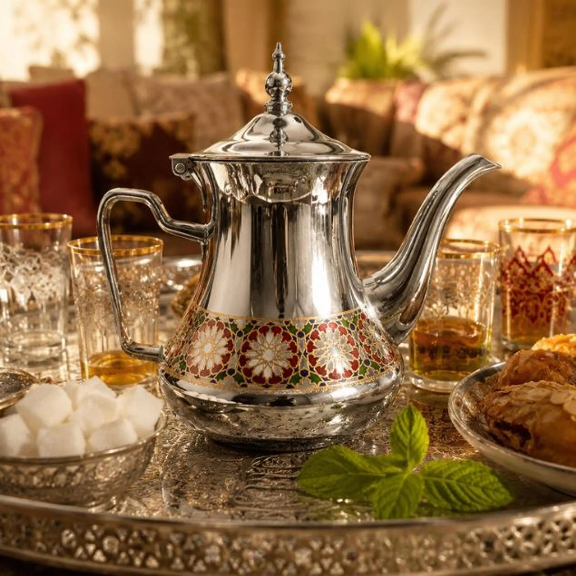 Moroccan Stainless Steel Teapot, Handmade for Mint Tea, Ramadan Hosting