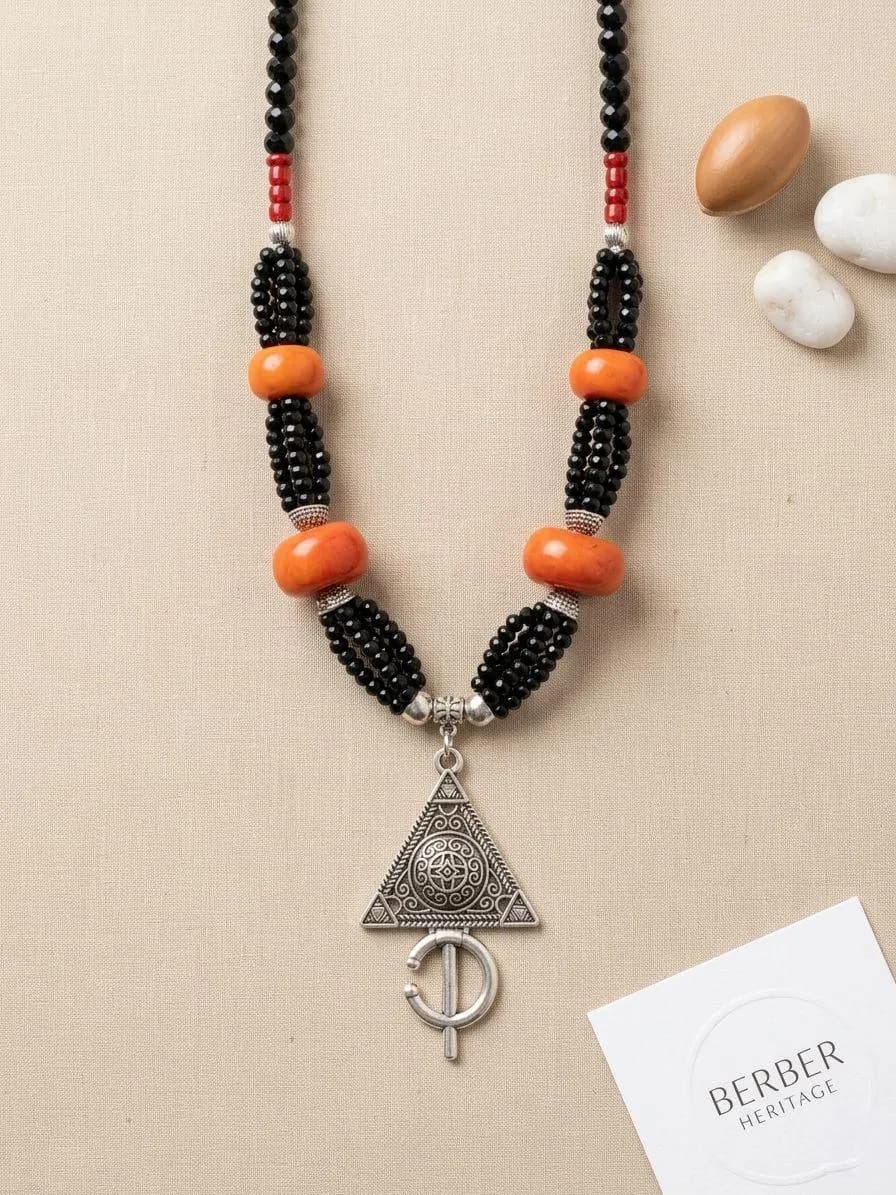 Boho Statement Necklace, Ethnic Berber Style Necklace, Tribal Pendant Necklace, Handmade Look Jewelry, Festival Jewelry Burning Man morocco