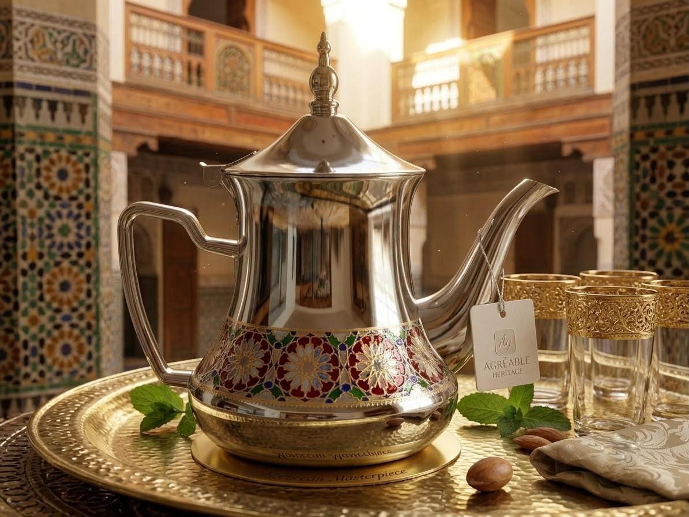 Moroccan Stainless Steel Teapot, Handmade for Mint Tea, Ramadan Hosting