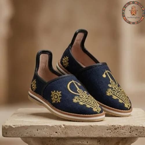 Authentic Moroccan Babouche Slippers, Handmade Embroidered Leather Shoes, Traditional Boho Indoor Slippers, Woven Mules for Women