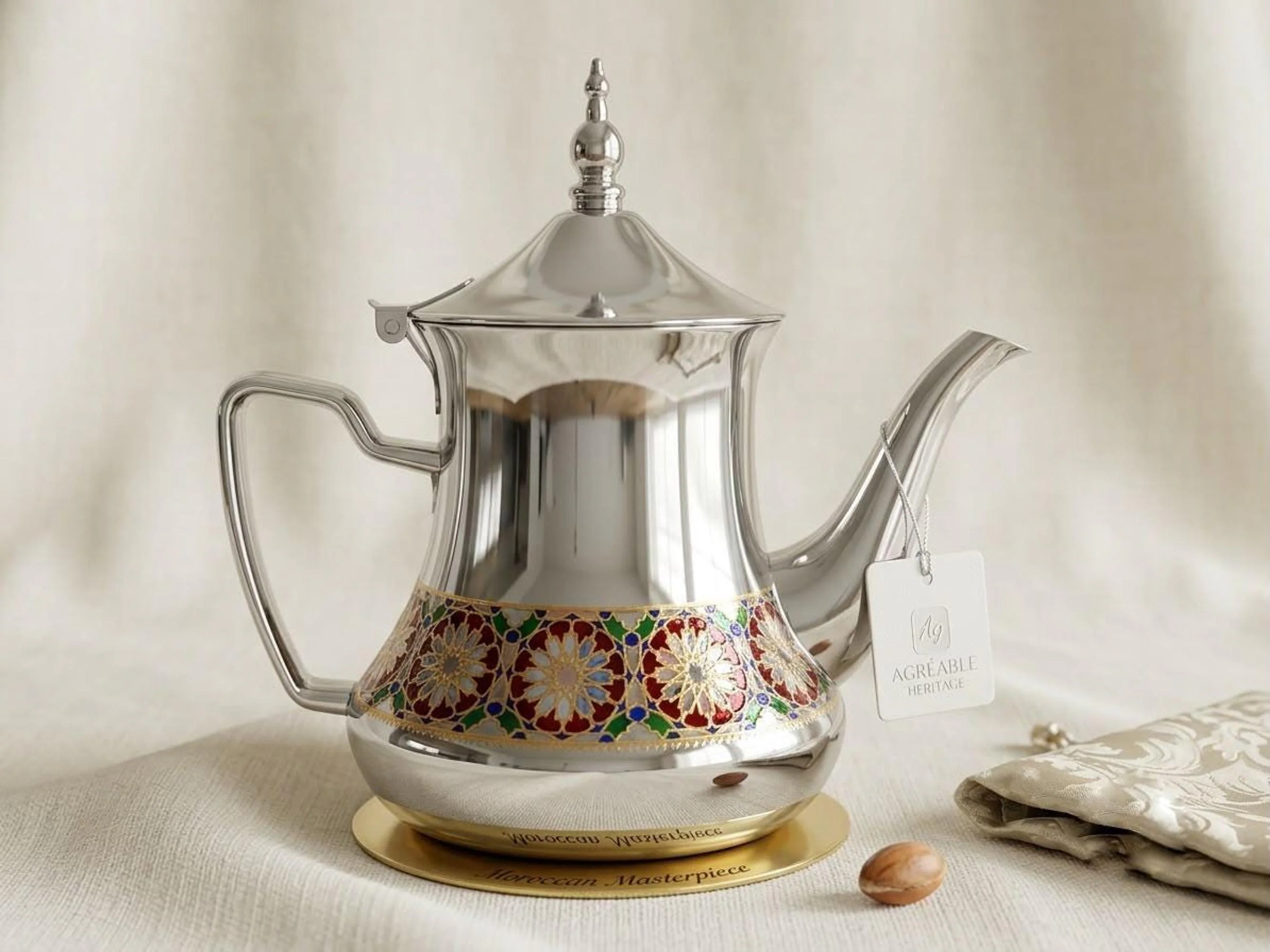 Moroccan Stainless Steel Teapot, Handmade for Mint Tea, Ramadan Hosting