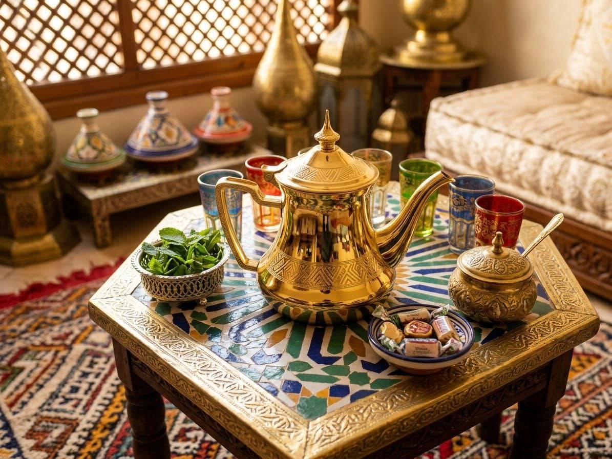 Moroccan Golden Teapot 1 littre, Luxury Arabic Tea Pot, Handmade Moroccan Tea Kettle, Decorative Brass Teapot, Ramadan Gift, Tea Serving Pot