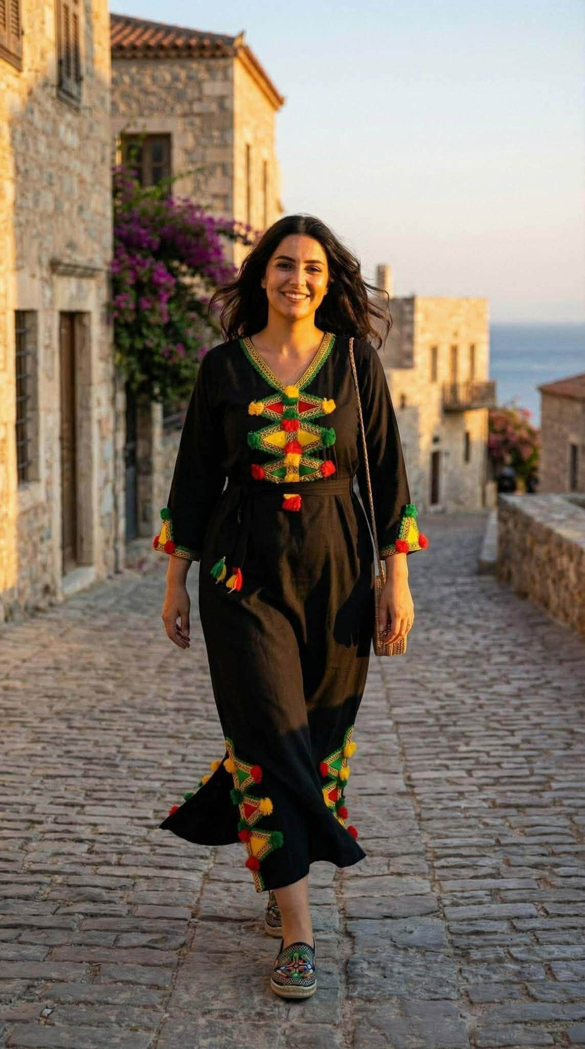Moroccan Gandoura Dress – Handmade Traditional Kaftan – Boho Chic Embroidered Maxi Dress – Ethnic Moroccan Clothing for Women
