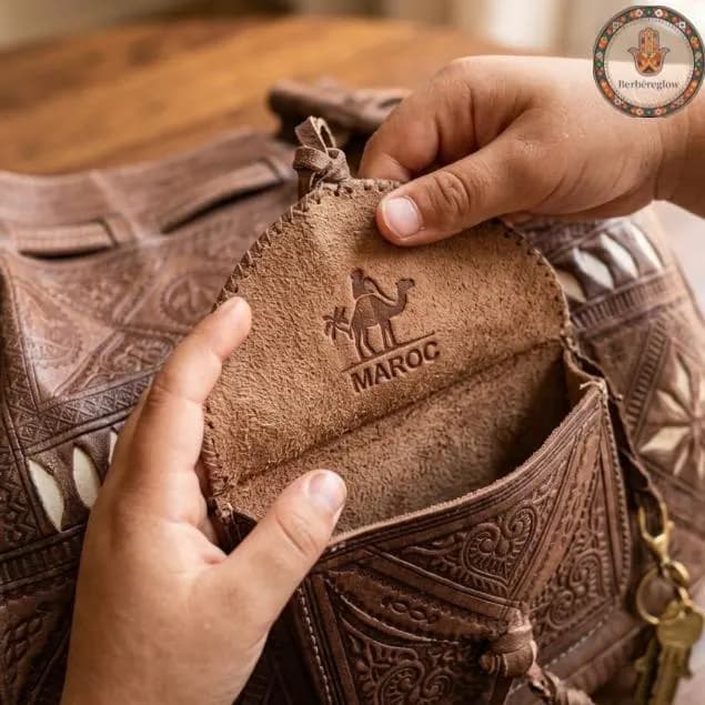 Handmade Moroccan Leather Backpack, Vintage Engraved Berber Shoulder Bag, Genuine Leather Rucksack, Boho Travel Bag, Artisan Gift for Her - image 5
