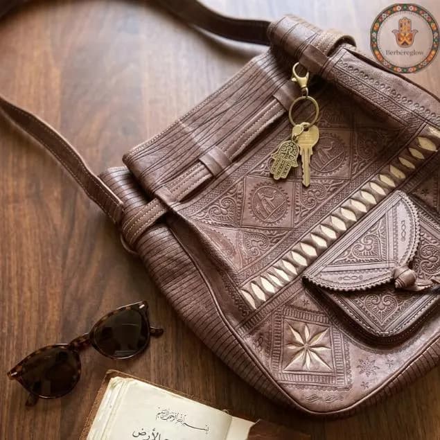 Handmade Moroccan Leather Backpack, Vintage Engraved Berber Shoulder Bag, Genuine Leather Rucksack, Boho Travel Bag, Artisan Gift for Her - image 3