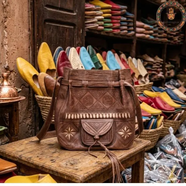 Handmade Moroccan Leather Backpack, Vintage Engraved Berber Shoulder Bag, Genuine Leather Rucksack, Boho Travel Bag, Artisan Gift for Her - image 4