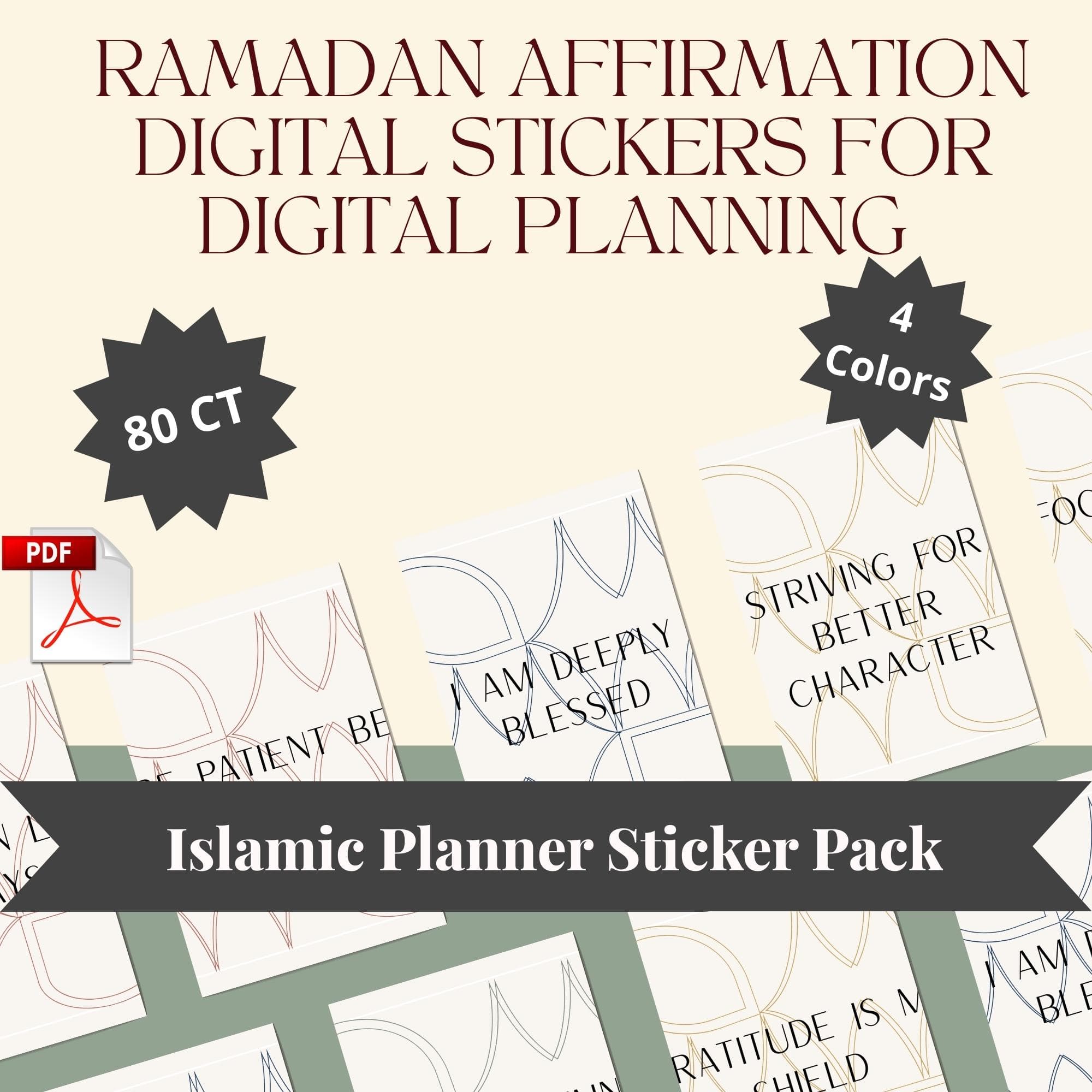 Ramadan Affirmation Stickers | 80 Piece Islamic Planner Stickers (Digital Download)