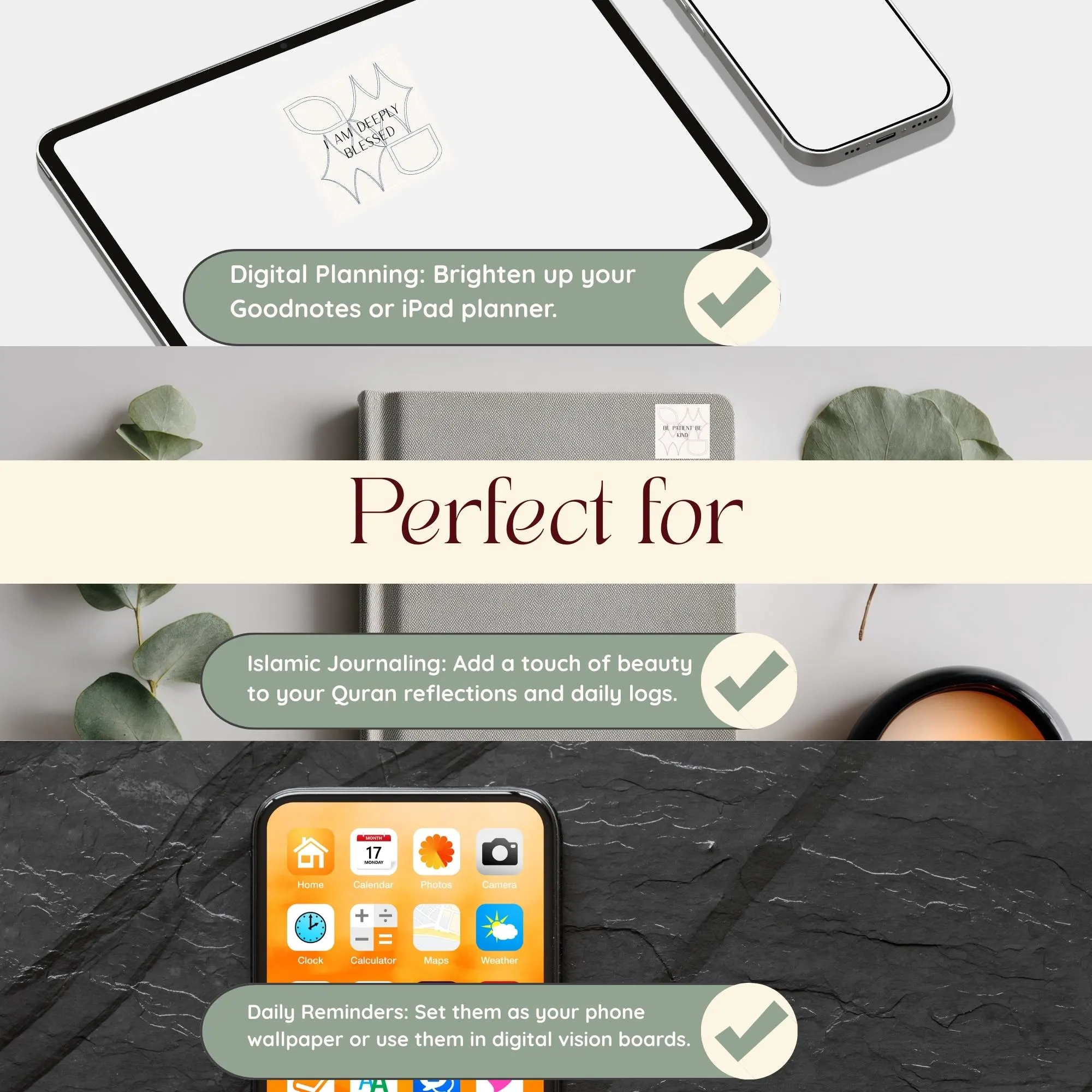 Ramadan Affirmation Stickers | 80 Piece Islamic Planner Stickers (Digital Download) - image 4