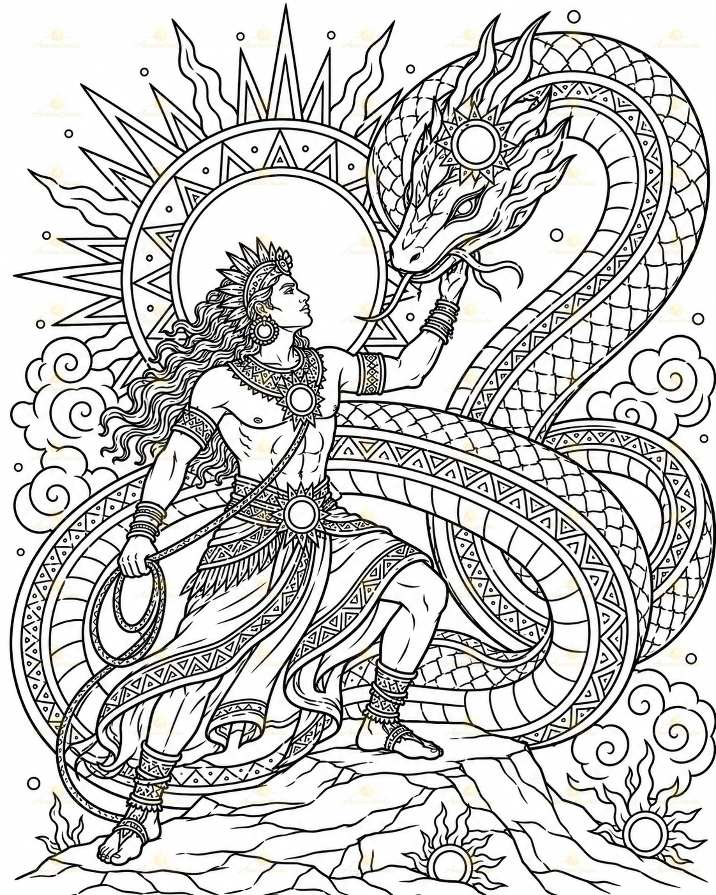 Celestial Goddess Zodiac Grayscale Coloring Book: 30 Detailed Pages (Digital Download) - image 4