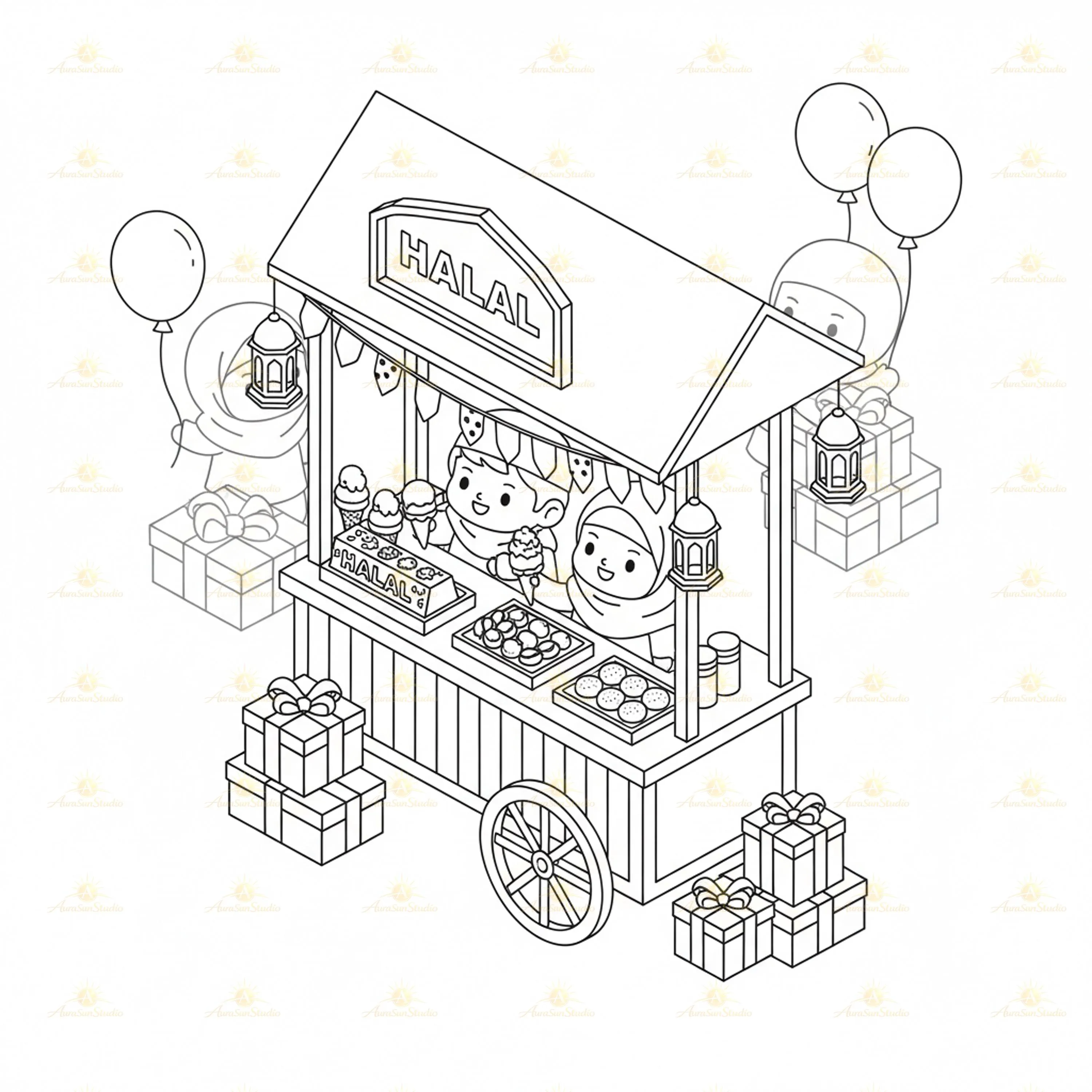30 Cozy Eid Isometric Kids Coloring Pages (Digital Download PDF) - image 4