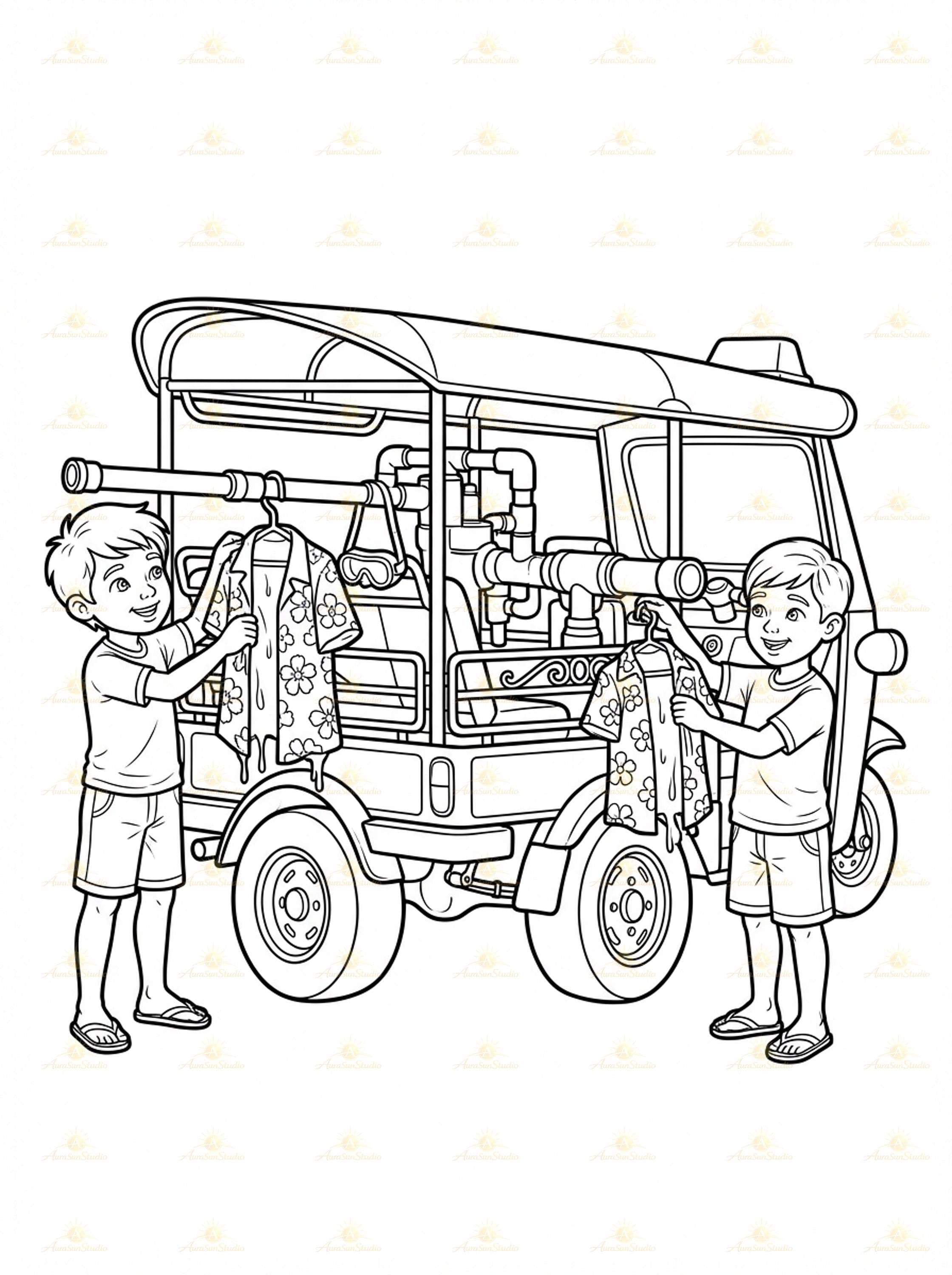 40 Songkran Festival Coloring Pages, Thai Water Festival Kids Activity (Digital PDF) - image 4