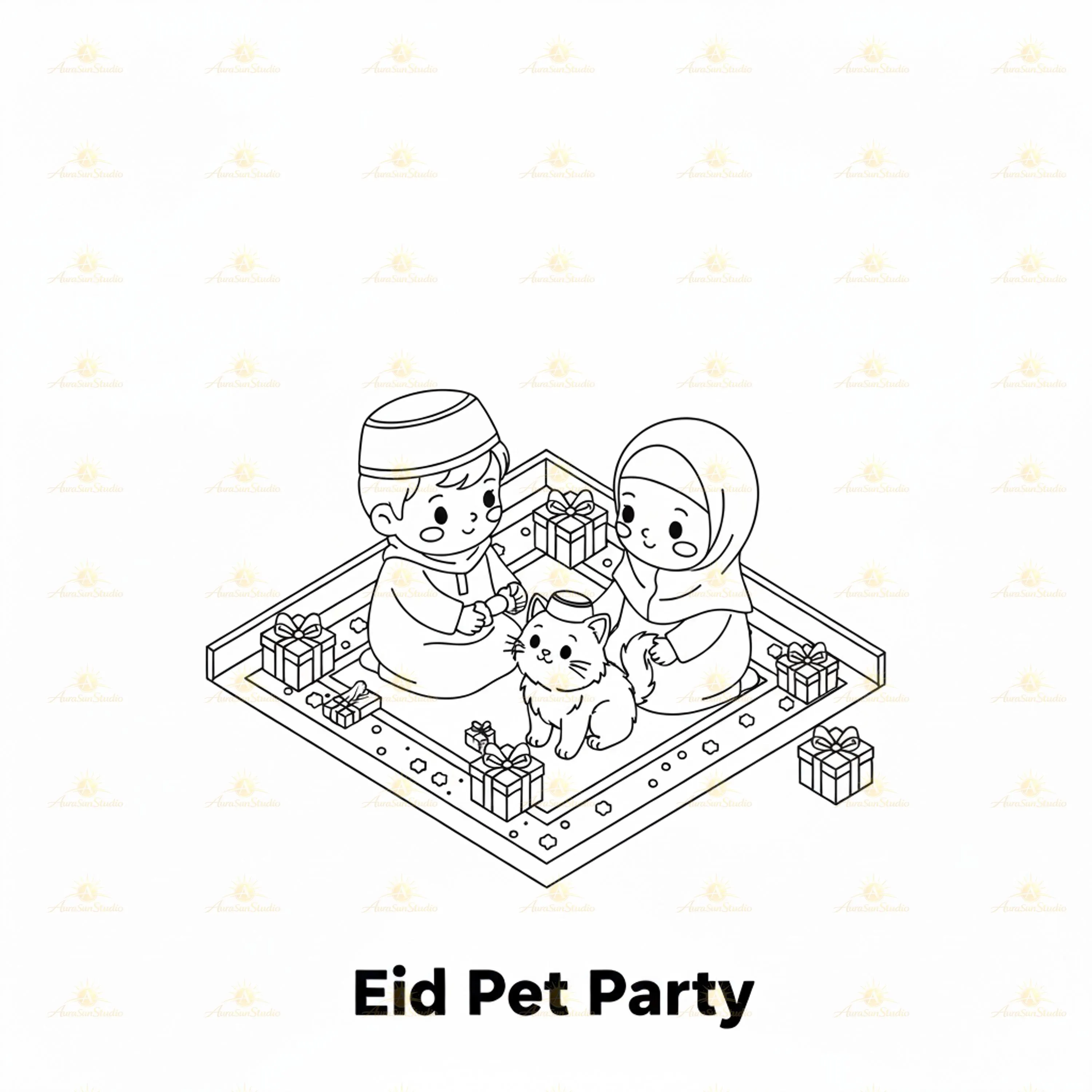 30 Cozy Eid Isometric Kids Coloring Pages (Digital Download PDF) - image 3