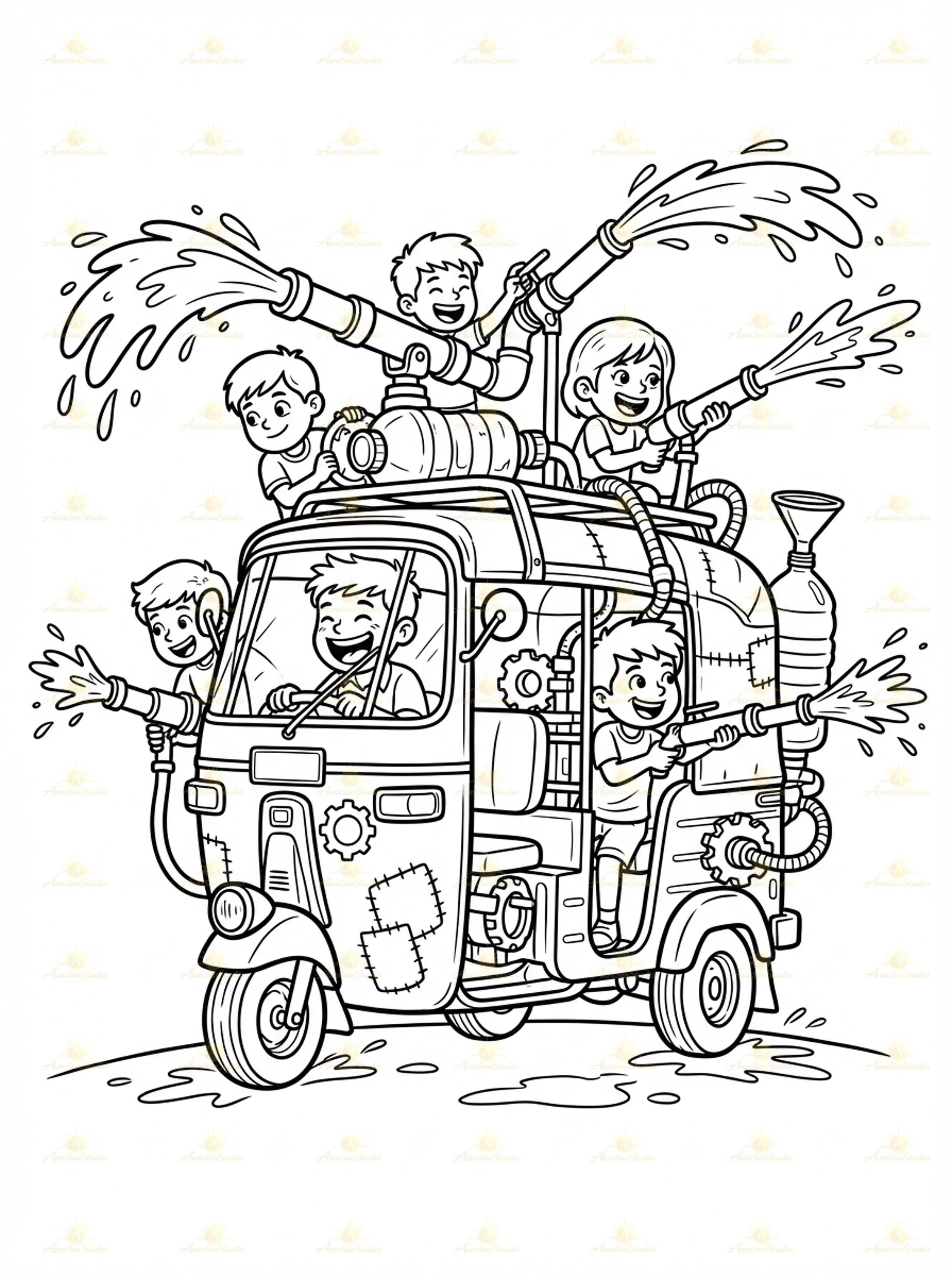 40 Songkran Festival Coloring Pages, Thai Water Festival Kids Activity (Digital PDF) - image 3