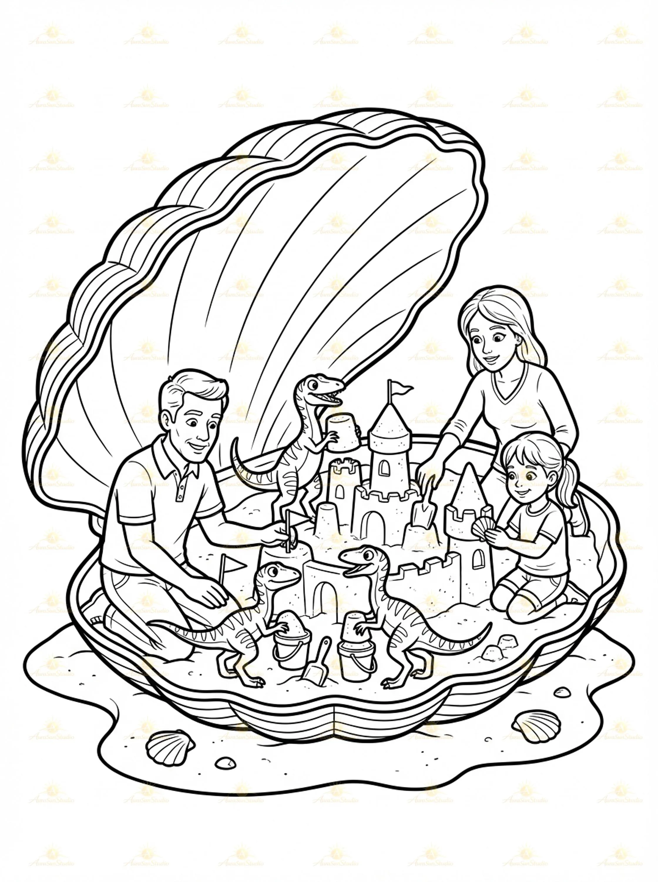 Dinosaur Construction Truck Coloring Book, Summer Beach Party Activity Pages (PDF Download) - image 5