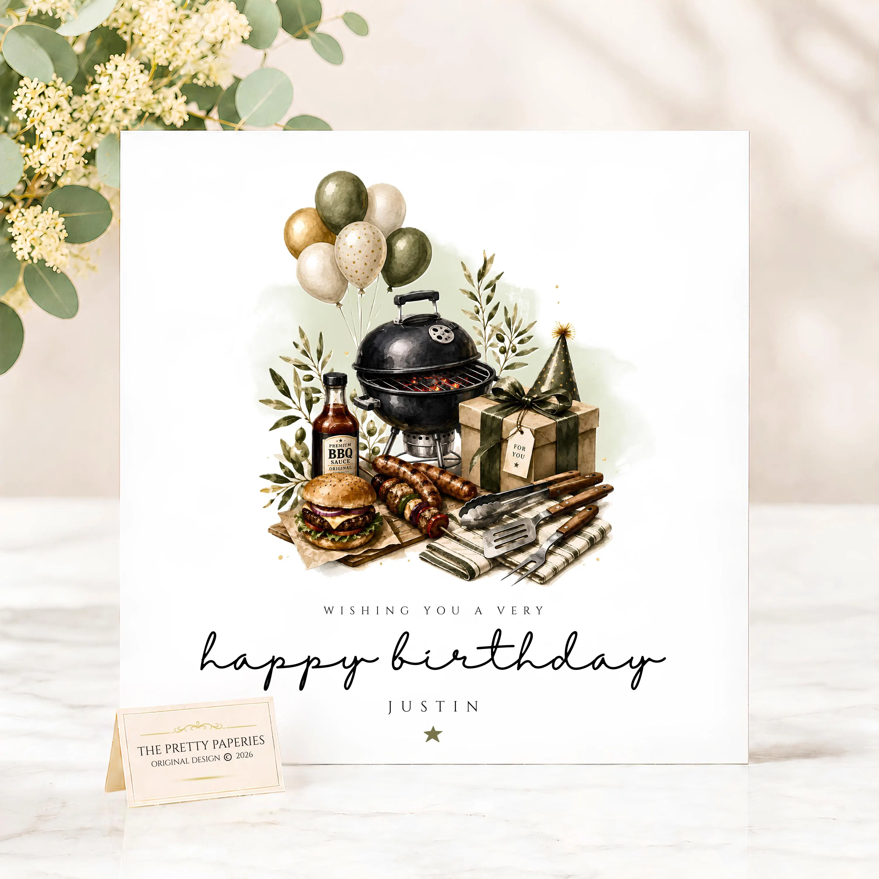 Personalised BBQ Birthday Card for Him, Barbecue Birthday Card for Men, BBQ Lover Card, Birthday Card for Dad Husband Boyfriend