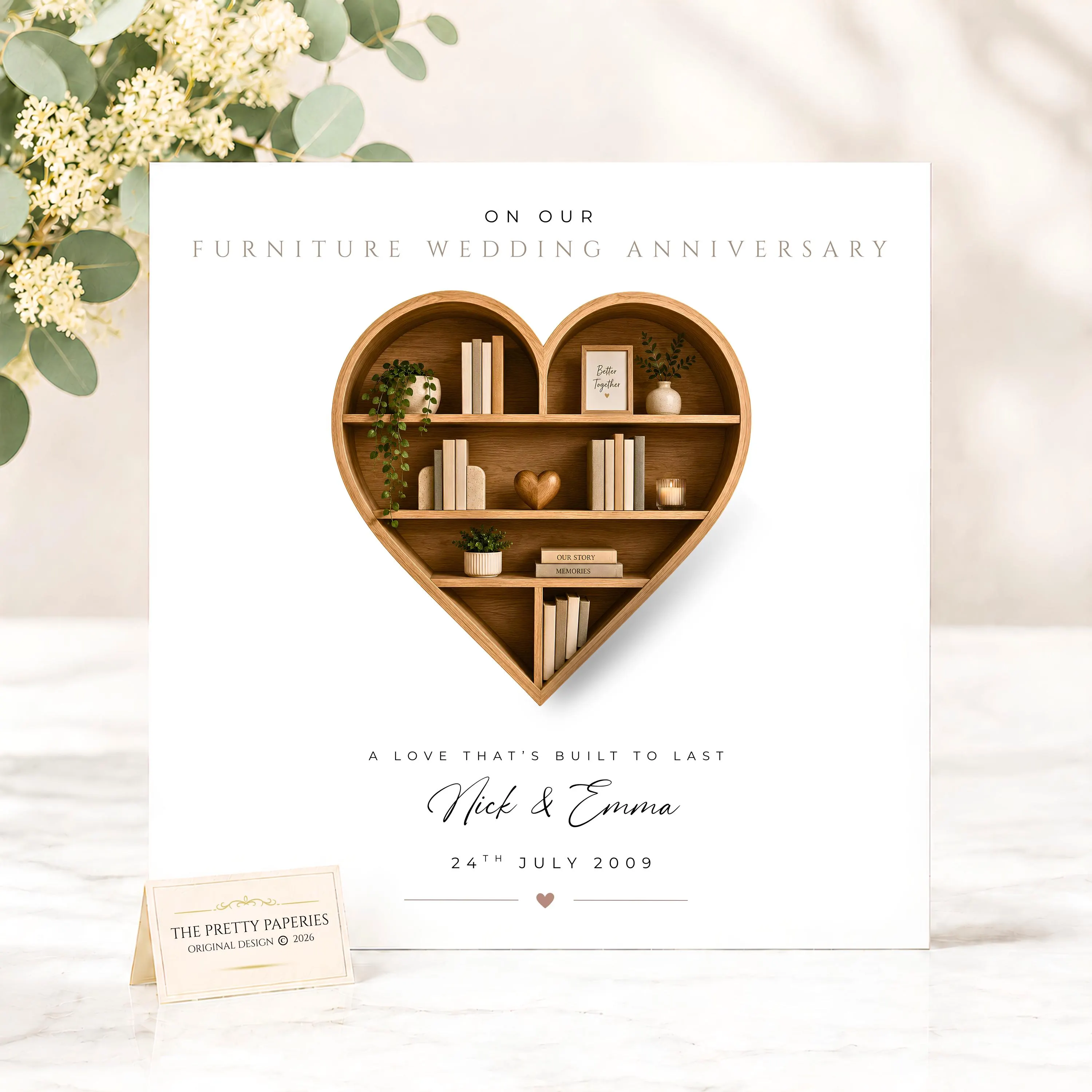 Furniture Wedding Anniversary Card, 17th Wedding Anniversary Card, Personalised 17th Anniversary Card, 17 Year Wedding Anniversary Card