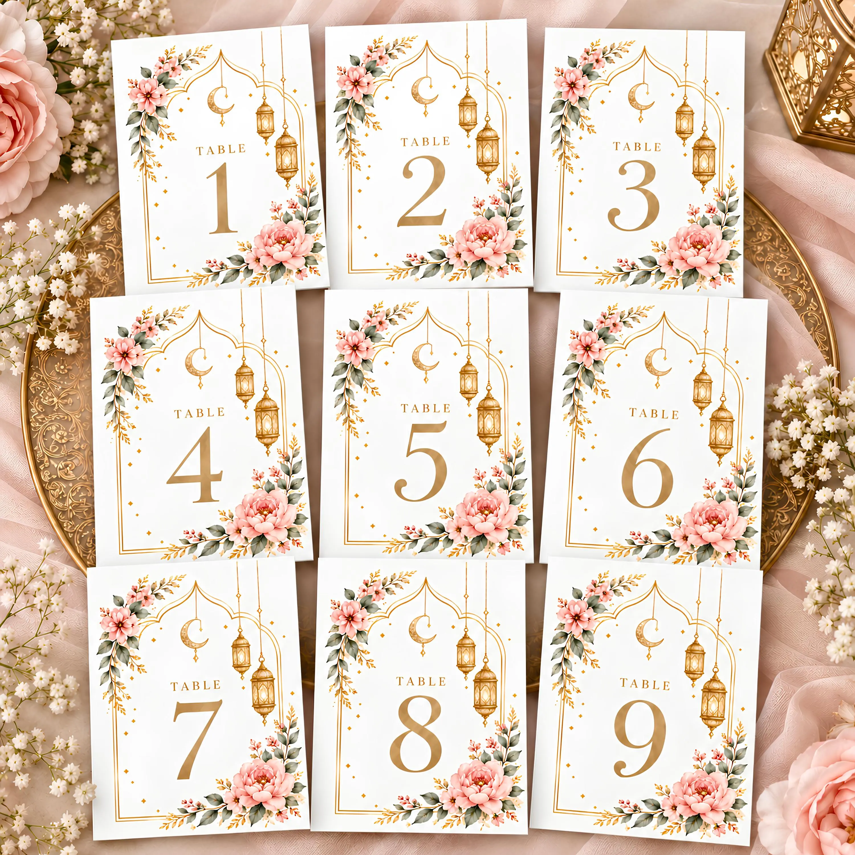 Nikah Wedding Table Numbers, Nikkah Wedding Reception Table Numbers, Walima Reception Table Decor - image 5