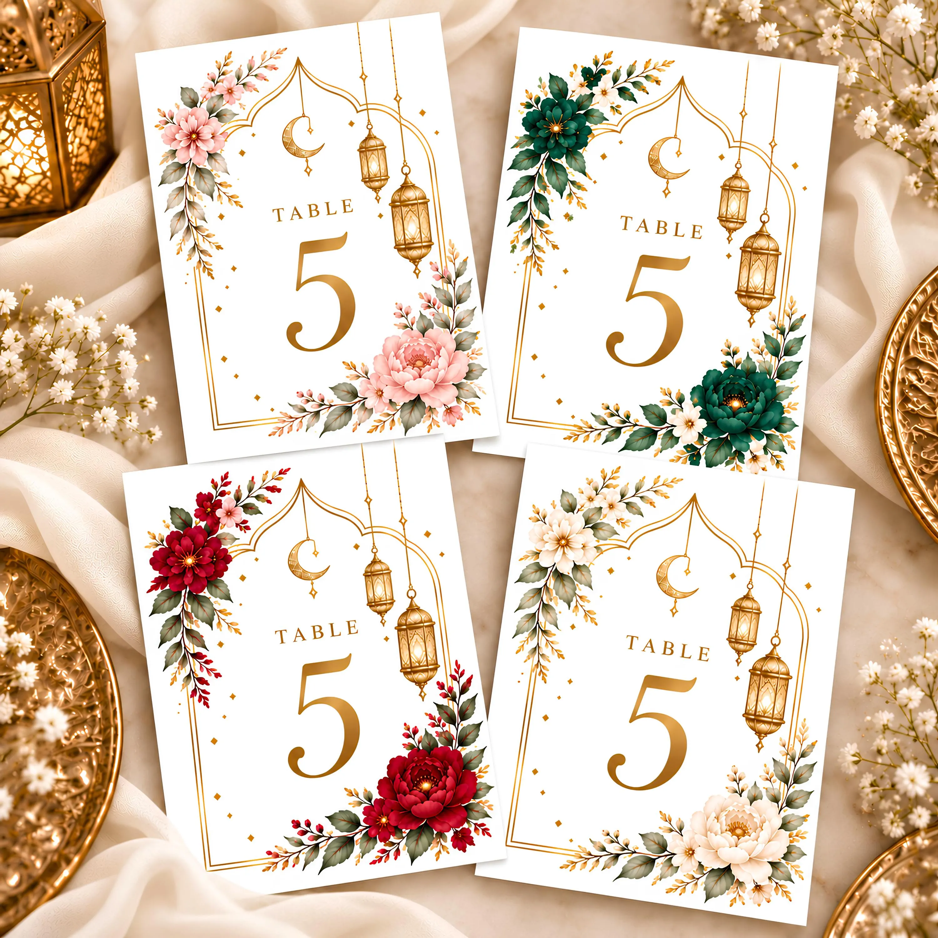 Nikah Wedding Table Numbers, Nikkah Wedding Reception Table Numbers, Walima Reception Table Decor - image 3