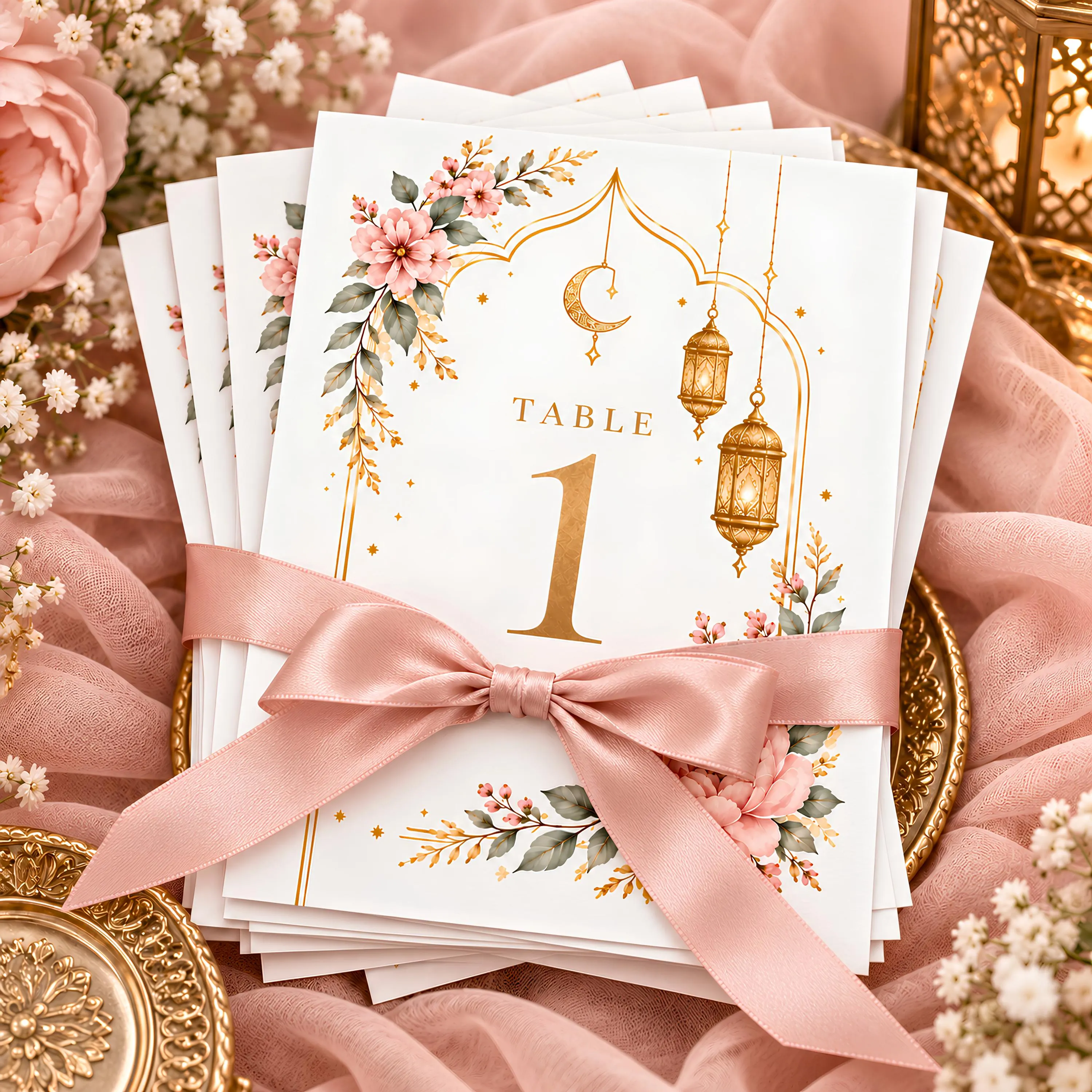 Nikah Wedding Table Numbers, Nikkah Wedding Reception Table Numbers, Walima Reception Table Decor