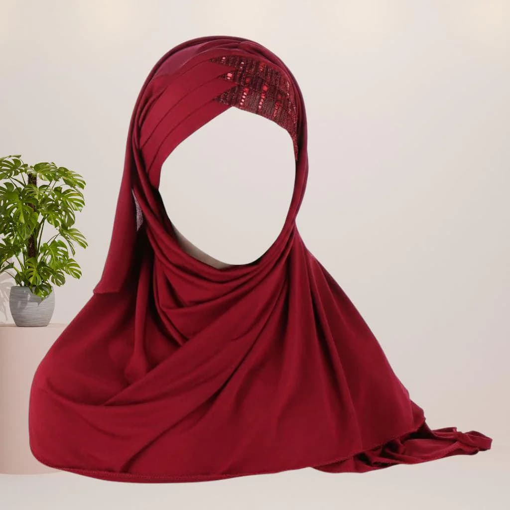 Instant Jersey Hijab, Ready-to-Wear, Shimmer Accent, Modest Headscarf