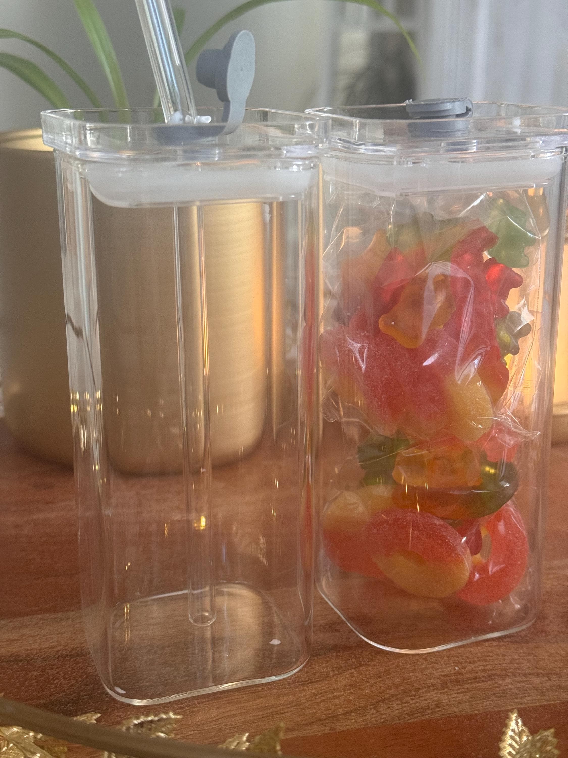 Reusable Glass Cup Gift Filled With Halal Gelatin Gummies |4 oz|Party favor