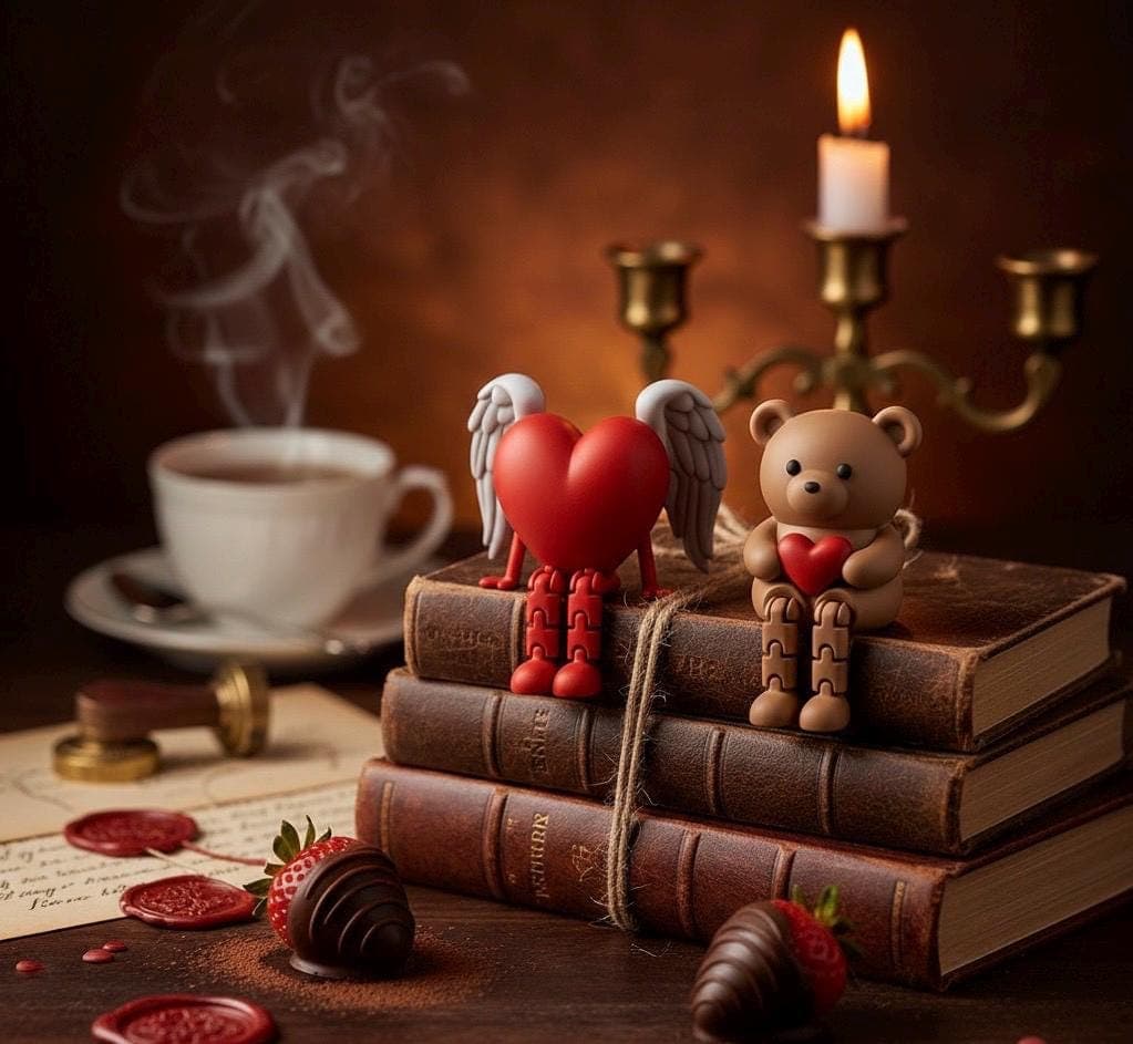 3D Printed Valentine Figurines – Winged Heart & Teddy Bear Shelf Decor - image 4