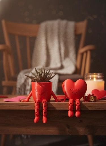 Heart Figurine & Planter Set – Valentine's Day Shelf Decor - image 4