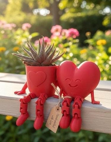 Heart Figurine & Planter Set – Valentine's Day Shelf Decor - image 3
