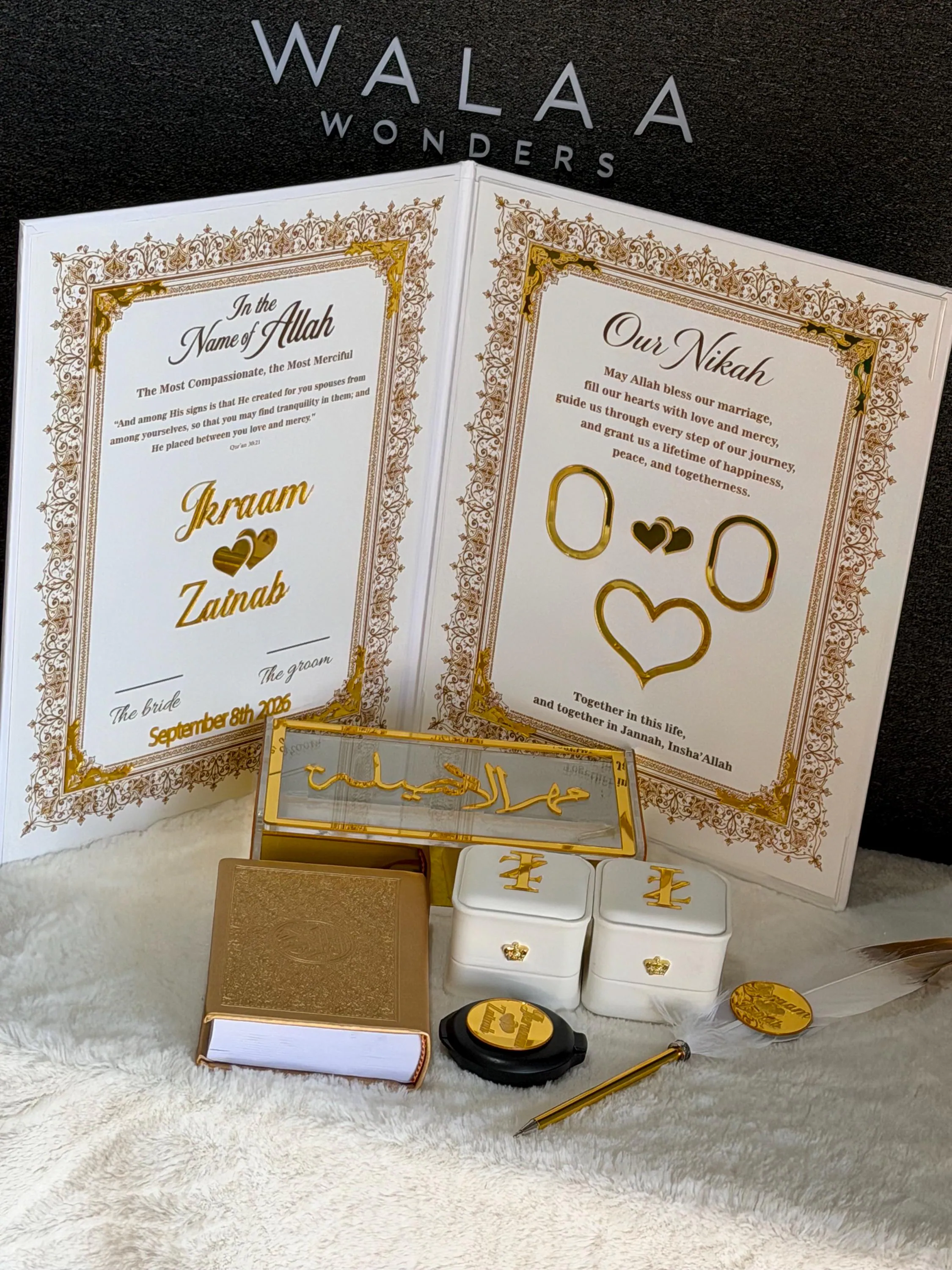 Personalized Nikah Gift Set, Islamic Wedding, Quran, Mahr Box, Bride Groom Keepsake - image 2