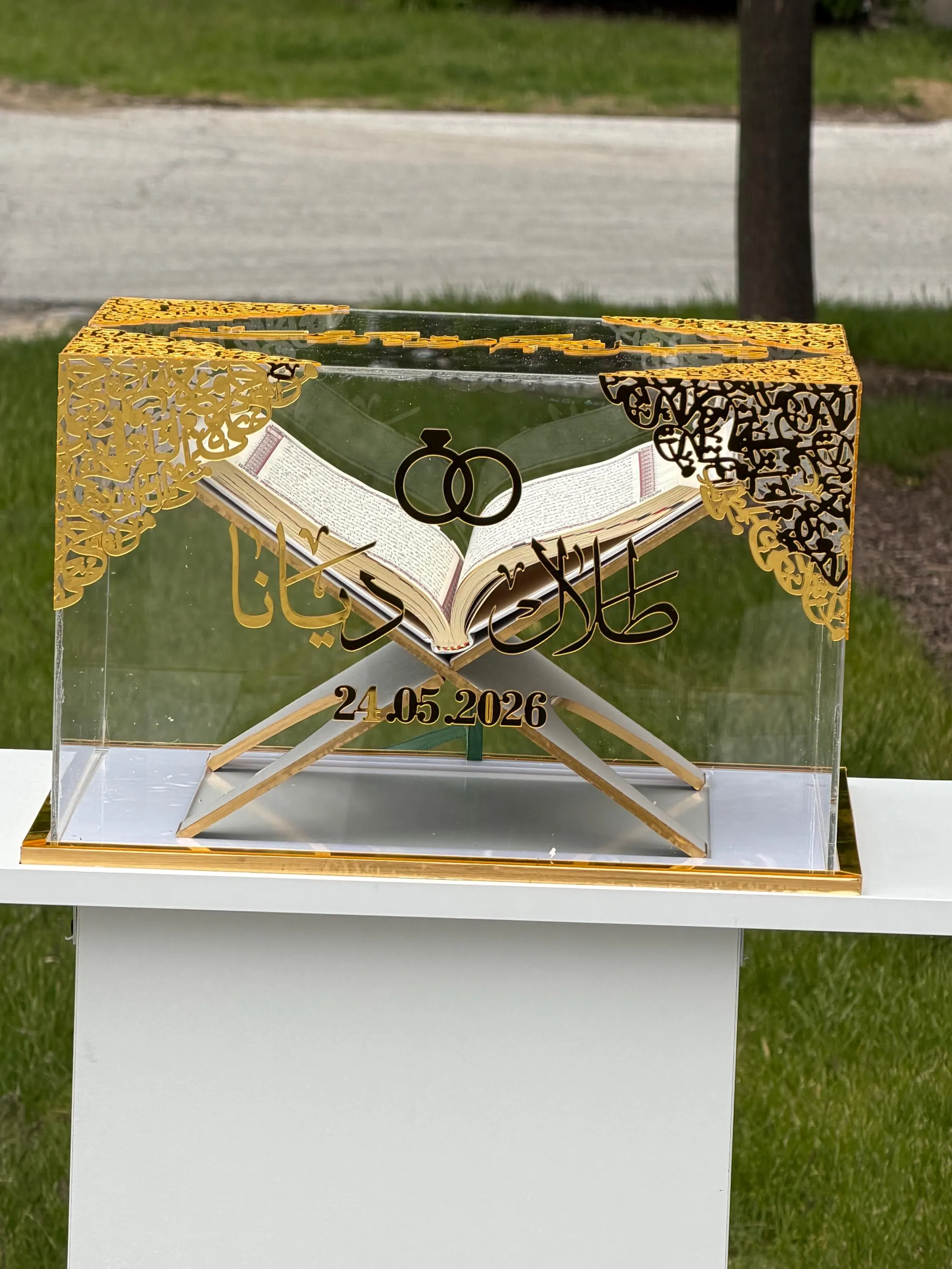 Personalized  Quran box Islamic Muslim Wedding Mahr Gift luxury acrylic engagement - image 2