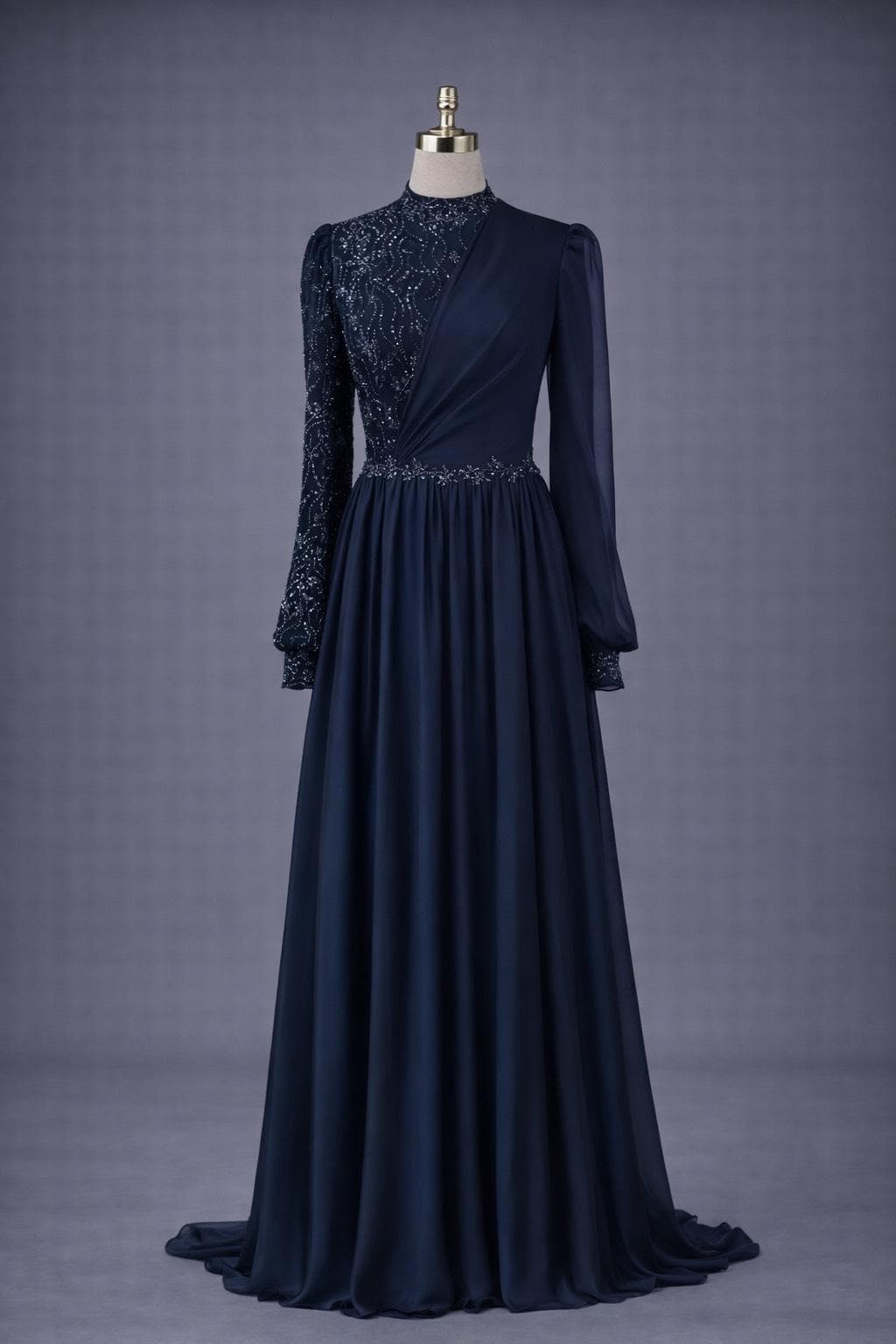 Olive Green Muslim Evening Dress Modest Wedding Dress Hijab Formal Gown Long Sleeve Elegant Islamic Bridal Reception Dress - image 3