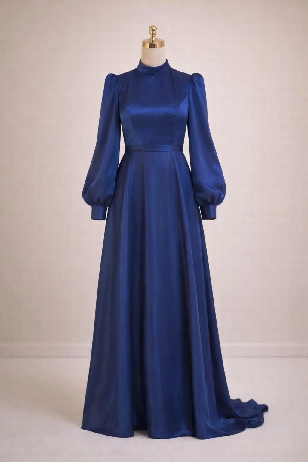 Green Modest Evening Dress Long Sleeve High Neck Maxi Dress Muslim Formal Dress Elegant Engagement Dress Minimalist Dress - image 5