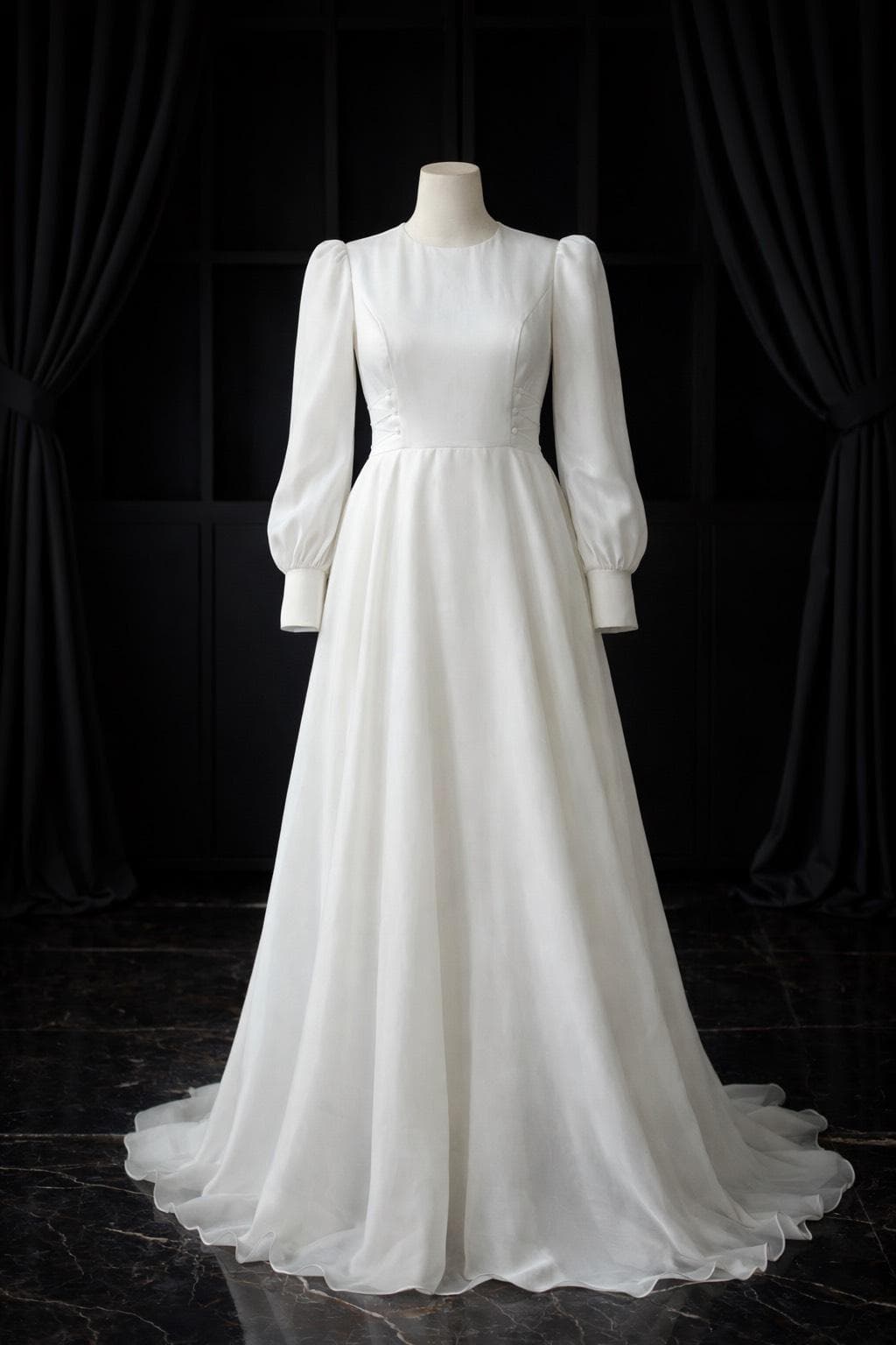 Muslim Wedding Dress Minimalist Bridal Gown Long Sleeve Hijab Wedding Dress Modest A Line Bridal Dress Elegant Simple Wedding