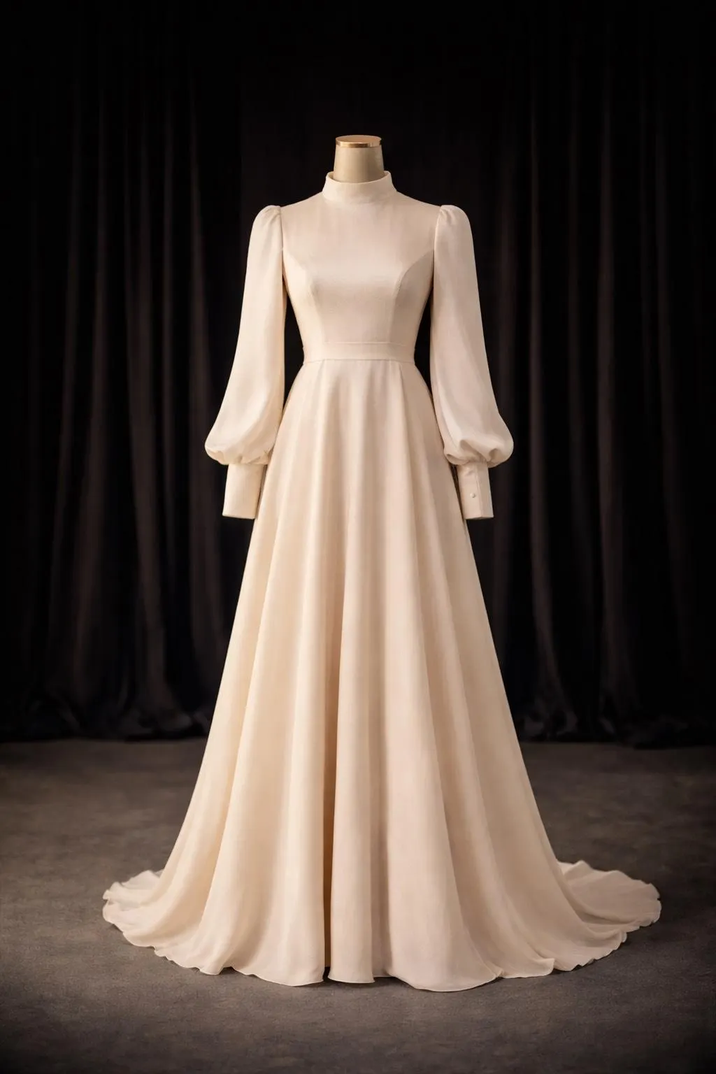 Green Modest Evening Dress Long Sleeve High Neck Maxi Dress Muslim Formal Dress Elegant Engagement Dress Minimalist Dress - image 4