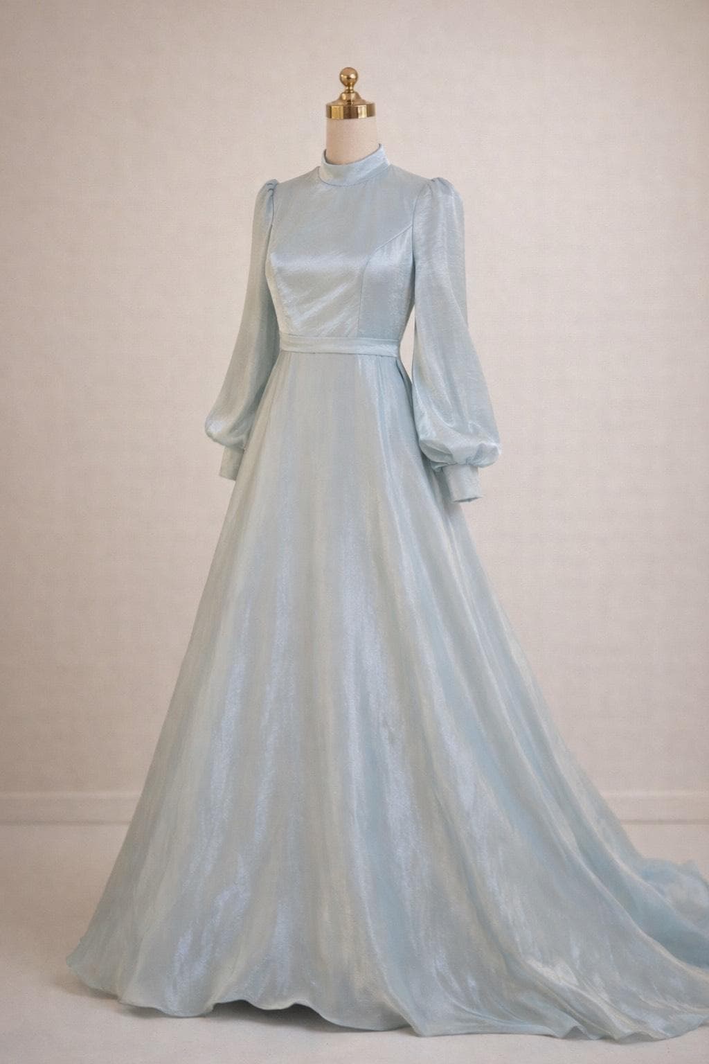 Green Modest Evening Dress Long Sleeve High Neck Maxi Dress Muslim Formal Dress Elegant Engagement Dress Minimalist Dress