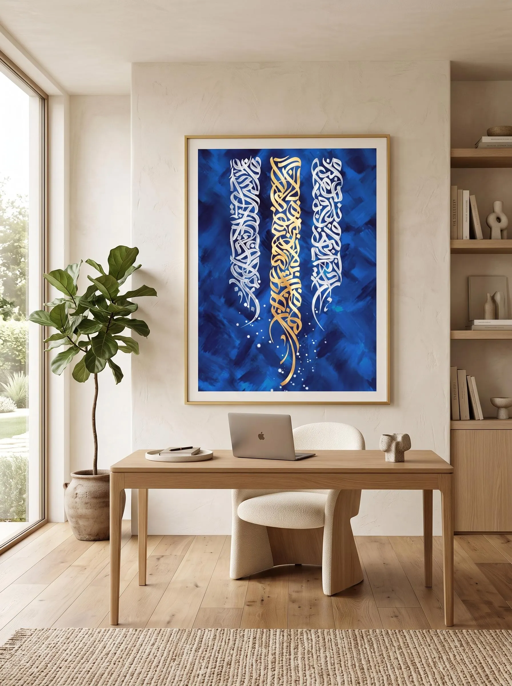 Modern Arabic Calligraphy Wall Art, Blue Gold Abstract Art Print, Digital Art, Printable Artwork, Modern Home Decor,Islamic wall decor - image 5