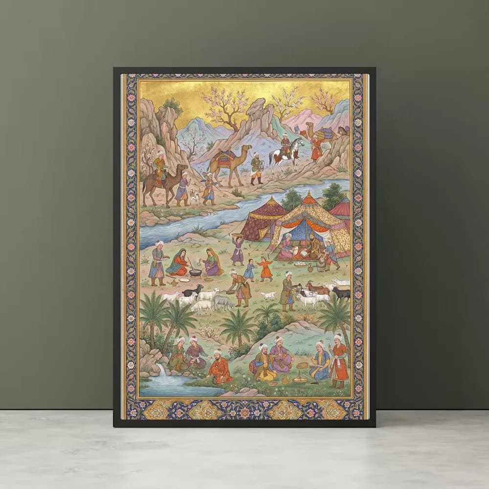 Mughal Miniature Art Print, Vintage Indo Persian Painting, Traditional Indian Wall Art, Islamic Cultural Decor Digital Download