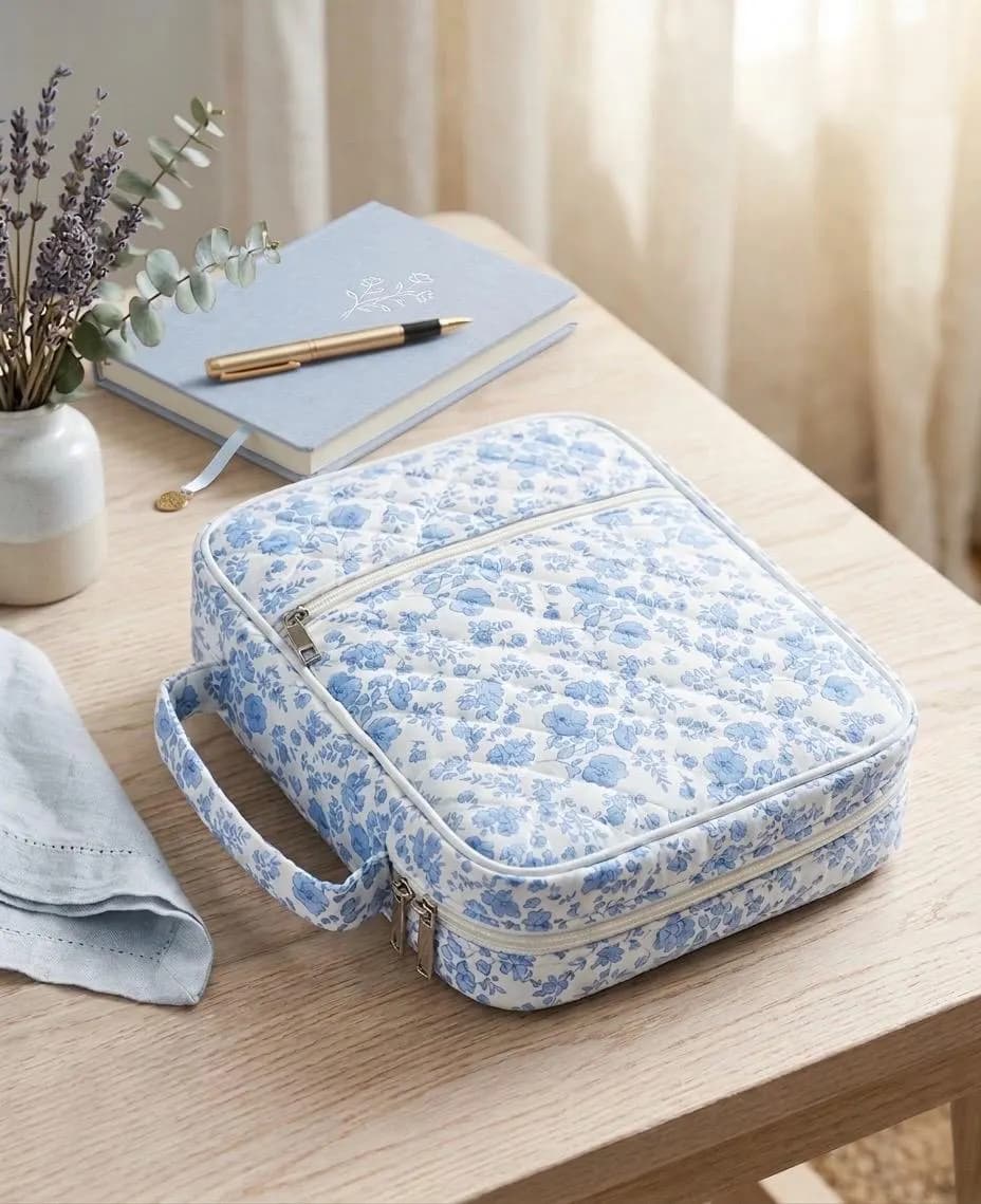 College Study Organizer Bag | Journaling & Book Bag | Back to School Essentials | Quran, Bible, Planner, Notebook Holder | Floral Umrah Gift - image 5