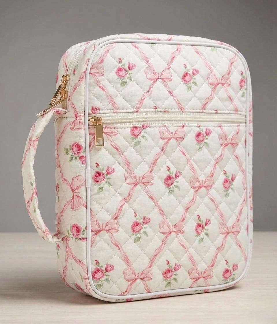 College Study Organizer Bag | Journaling & Book Bag | Back to School Essentials | Quran, Bible, Planner, Notebook Holder | Floral Umrah Gift - image 3