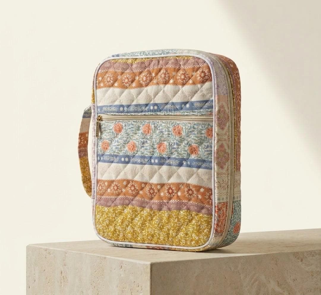 College Study Organizer Bag | Journaling & Book Bag | Back to School Essentials | Quran, Bible, Planner, Notebook Holder | Floral Umrah Gift