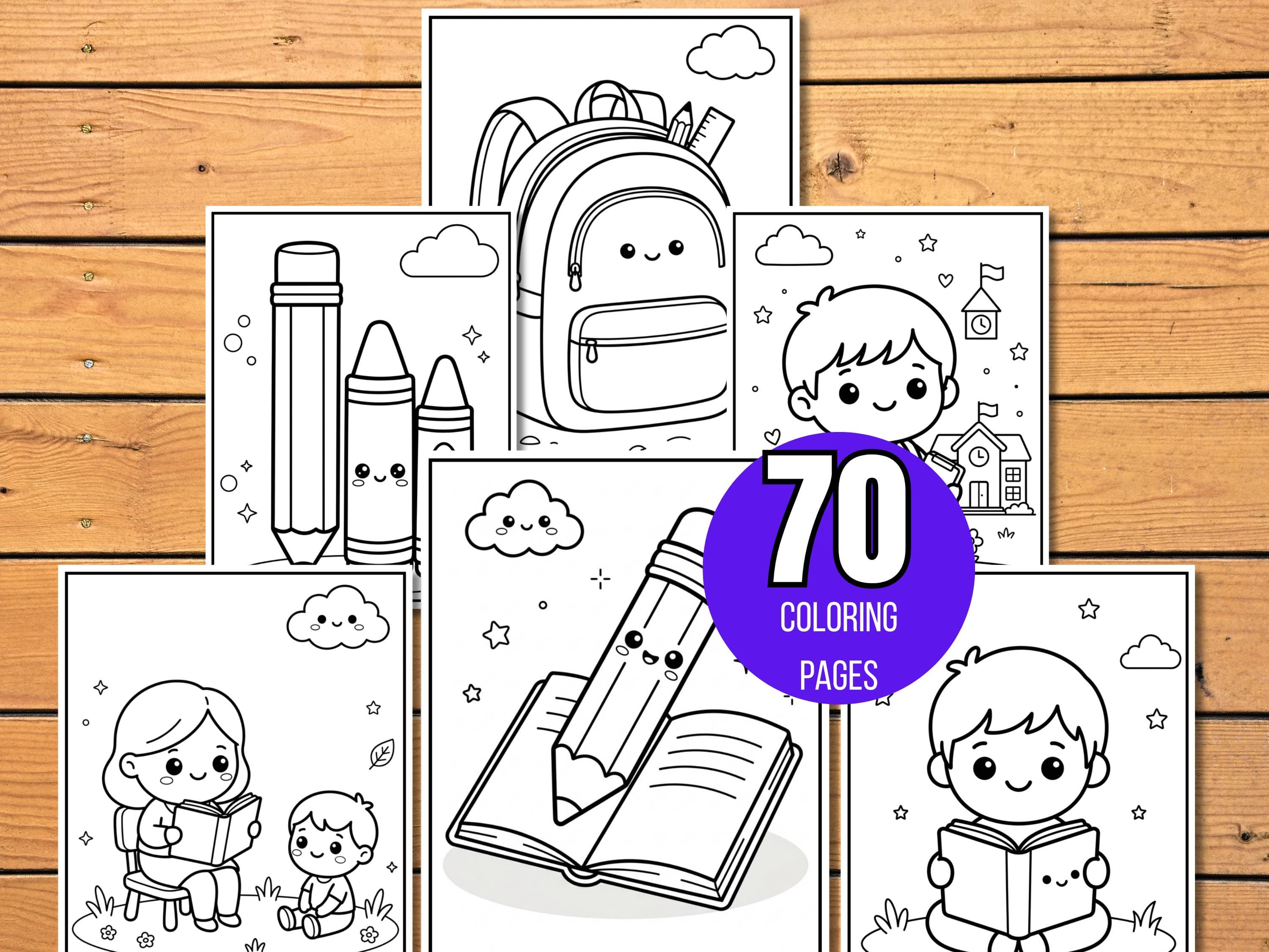 Back to School Coloring Pages, School Supplies & Alphabet Coloring Book, School Coloring Book For Kids, Back to School Coloring Sheets - image 3