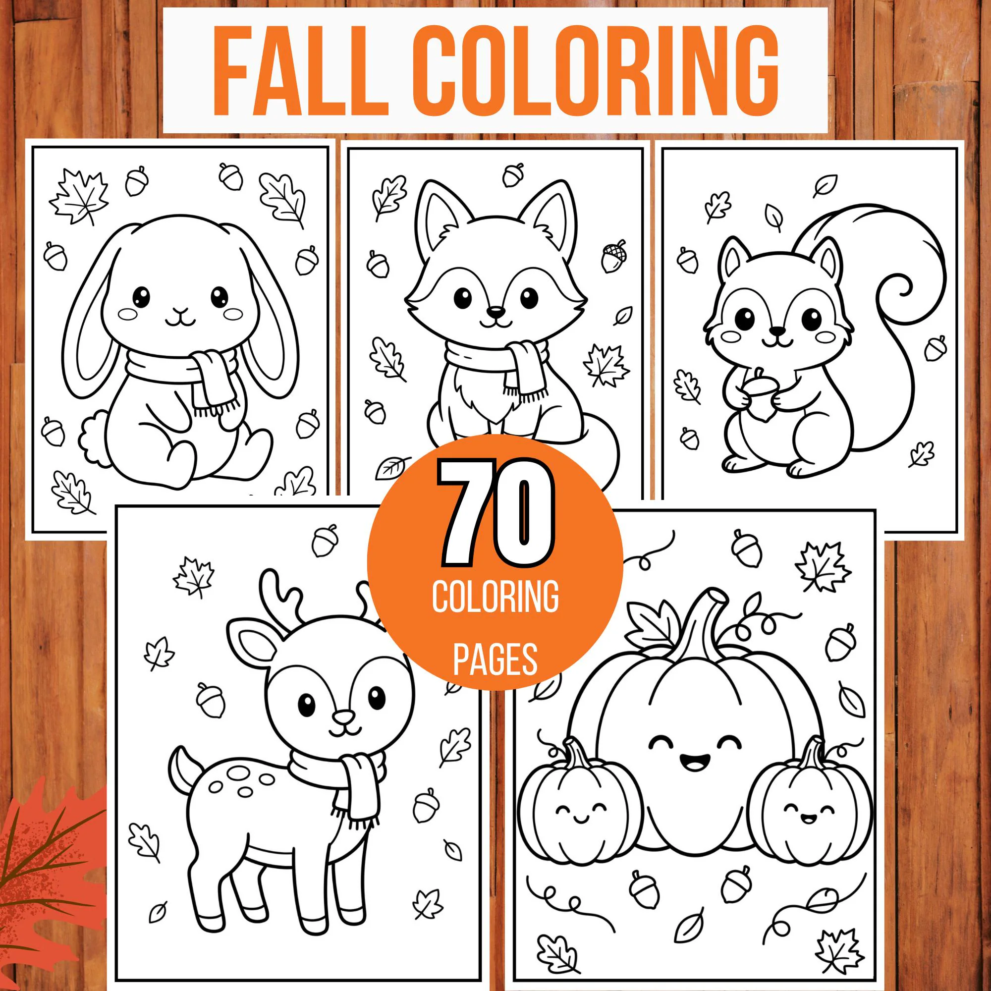 Fall Coloring Pages, Fall Coloring Book, Autumn Coloring Pages, 70 Fall Coloring Sheets, Fall Coloring Pages for Kids, Autumn Activity