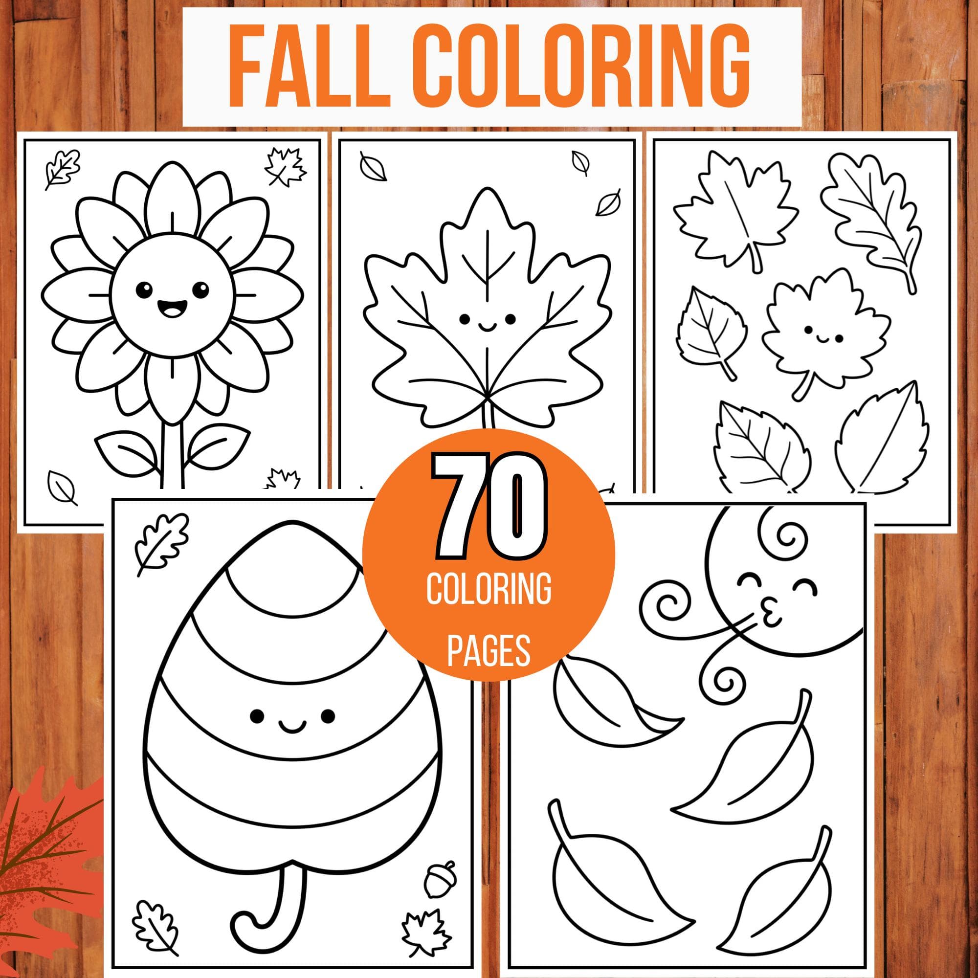 Fall Coloring Pages, Fall Coloring Book, Autumn Coloring Pages, 70 Fall Coloring Sheets, Fall Coloring Pages for Kids, Autumn Activity - image 5